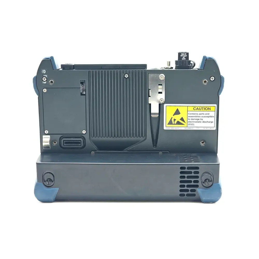 EXFO FTB-1 platform left side panel showing USB 2.0 ports and RJ-45 LAN interface