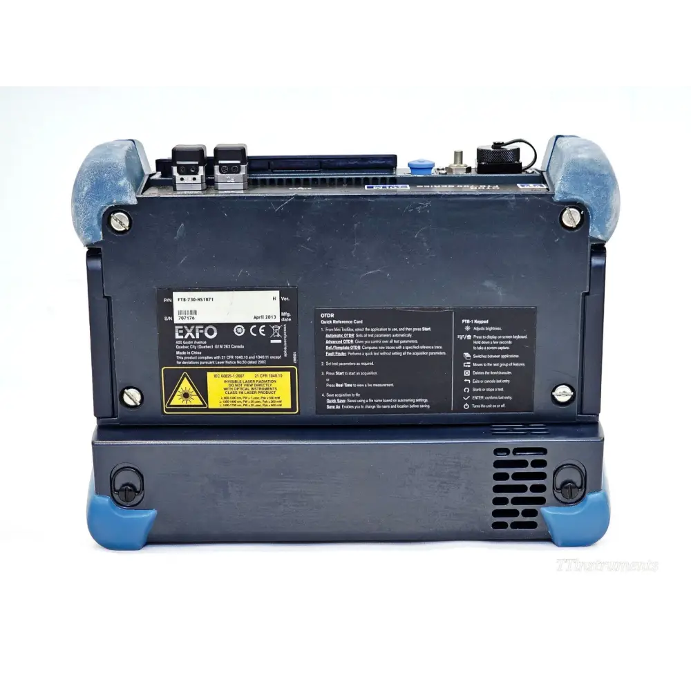 EXFO FTB-1 with FTB-730 module showing live fibre 1625 nm port for in-service PON testing