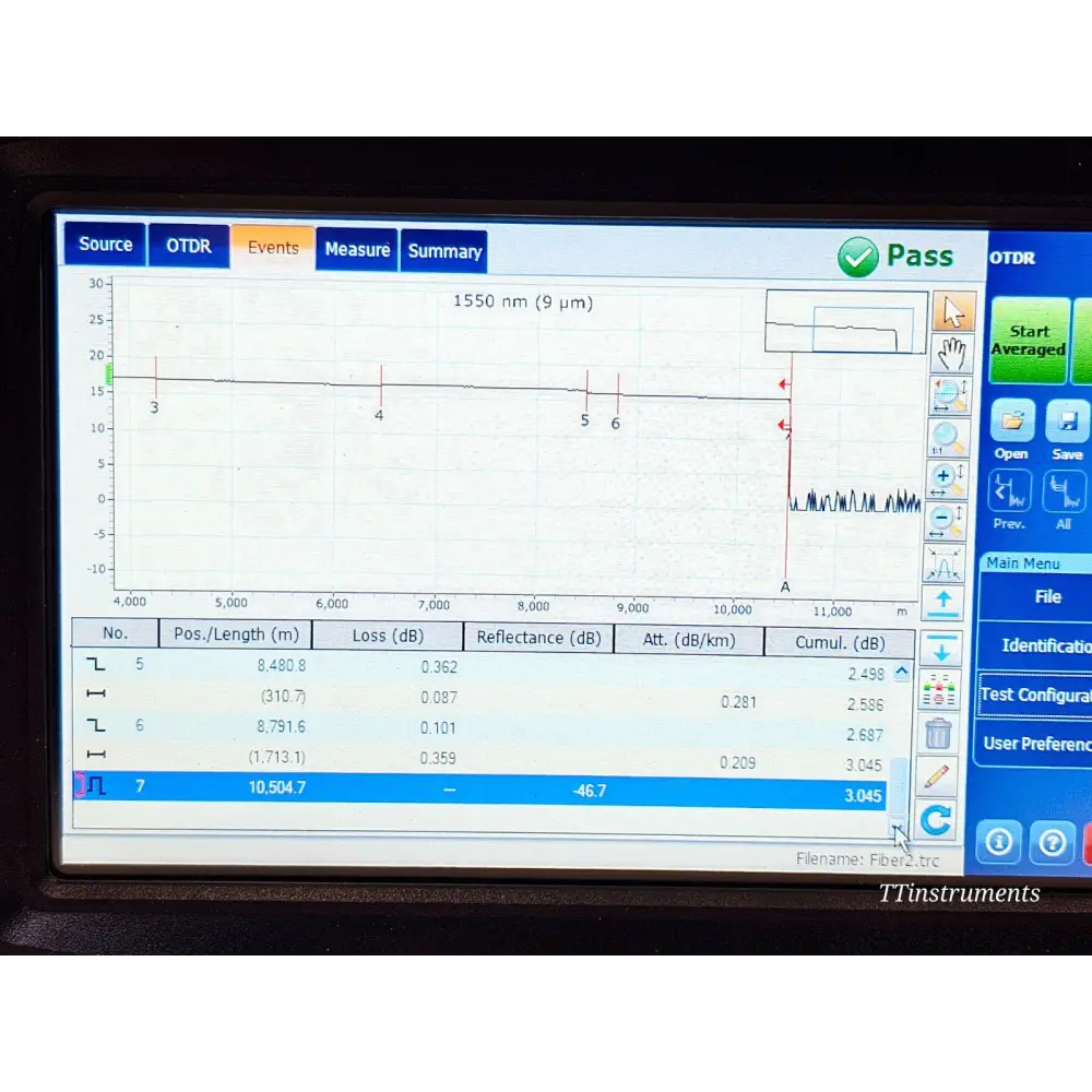 EXFO FTB-1 with FTB-730 module showing EXFO Connect interface for cloud-based test reporting