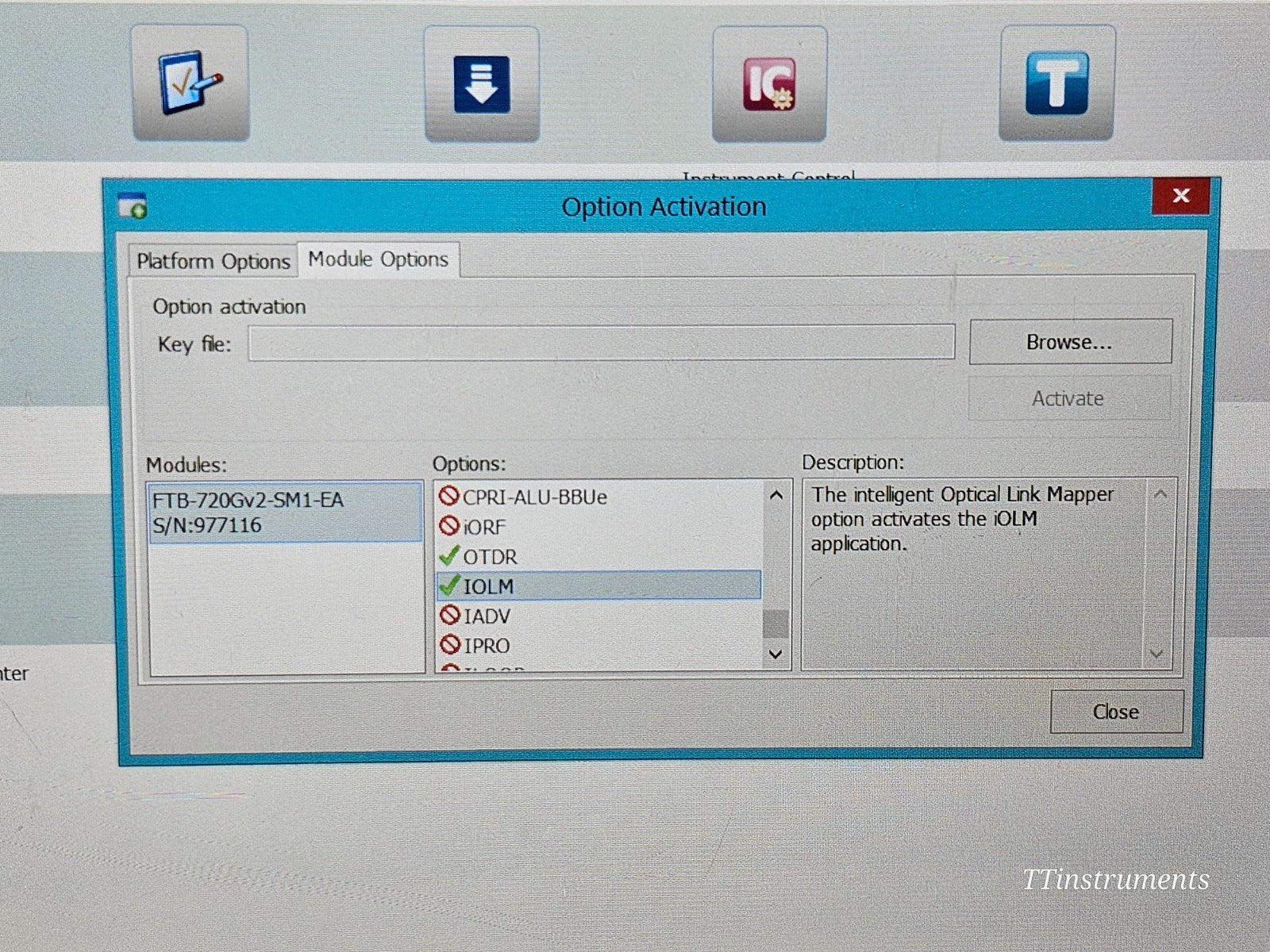 EXFO FTB-1 Pro FTB-720Gv2-SM1 1310/1550 nm OTDR iOLM APC-SC FTB-720 SM1