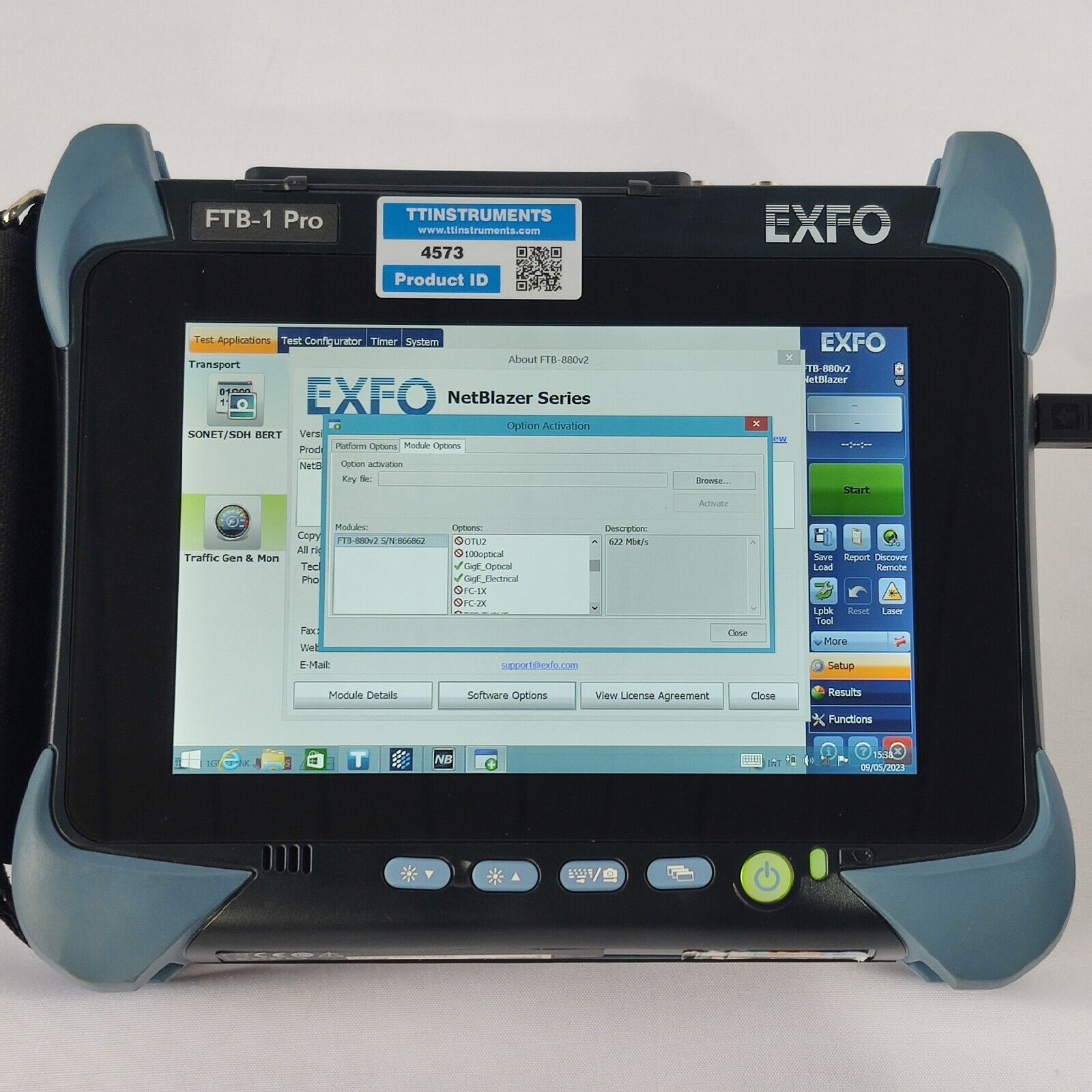 EXFO FTB-1 Pro w/ FTB-880v2 NetBlazer GigE Optical Electrical Tester 1G Gigabit