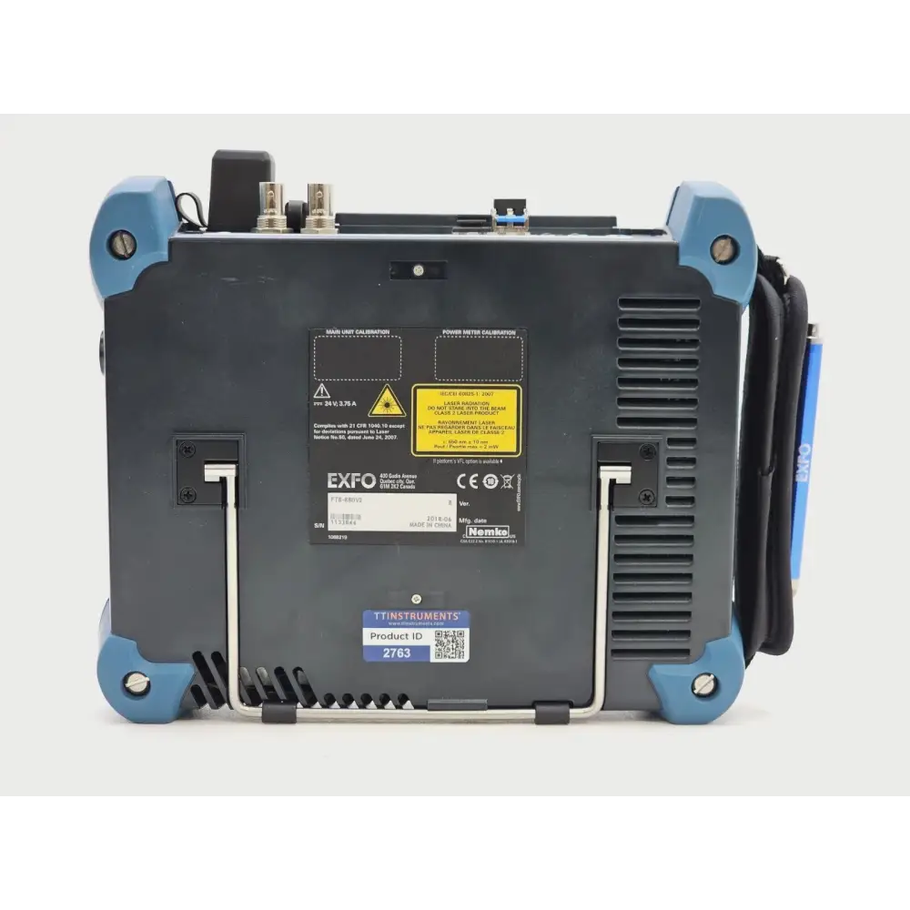EXFO FTB-1 V2-Pro left-side panel showing USB and Ethernet connectivity