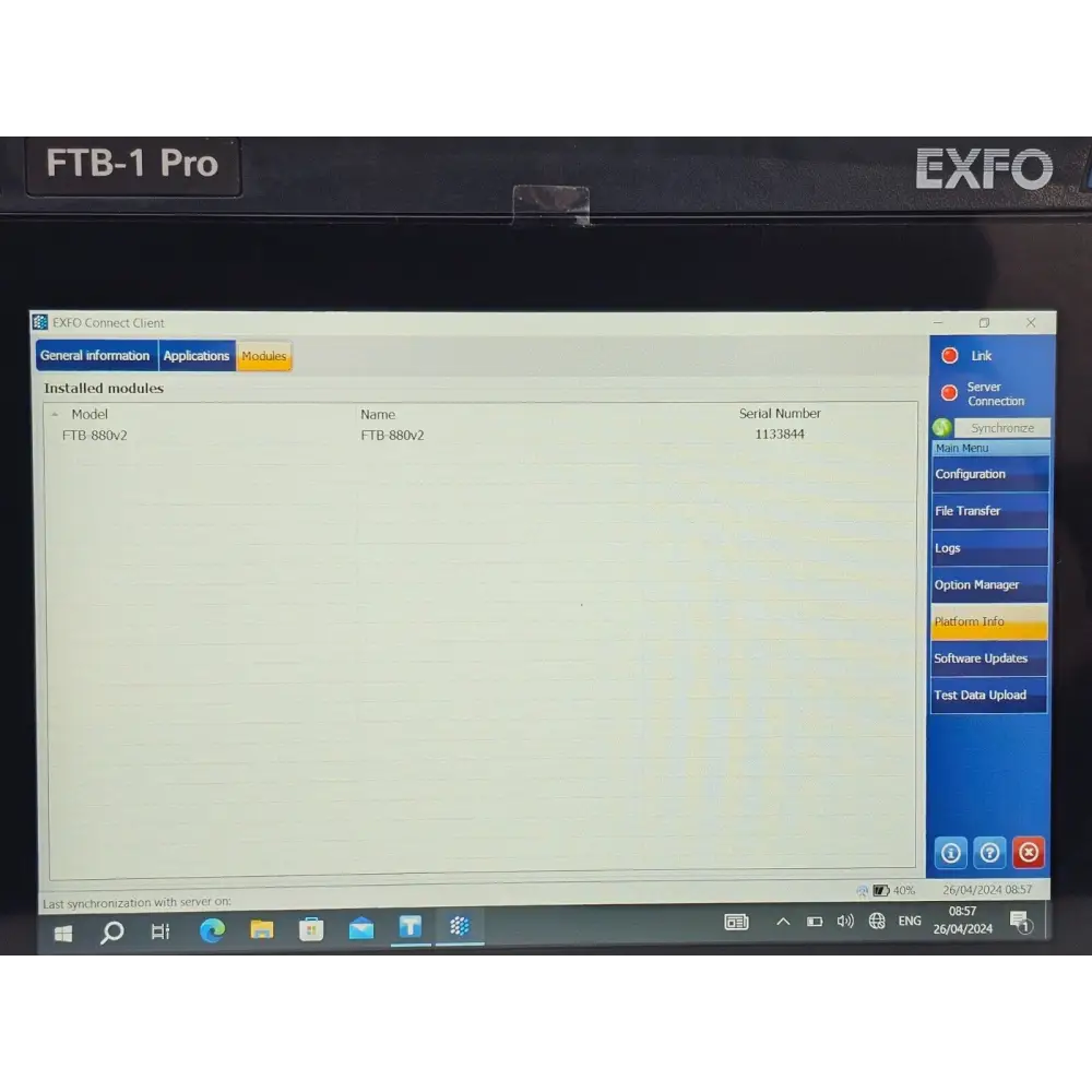 EXFO FTB-1 V2-Pro and FTB-880 v2 — close-up of module front panel ports