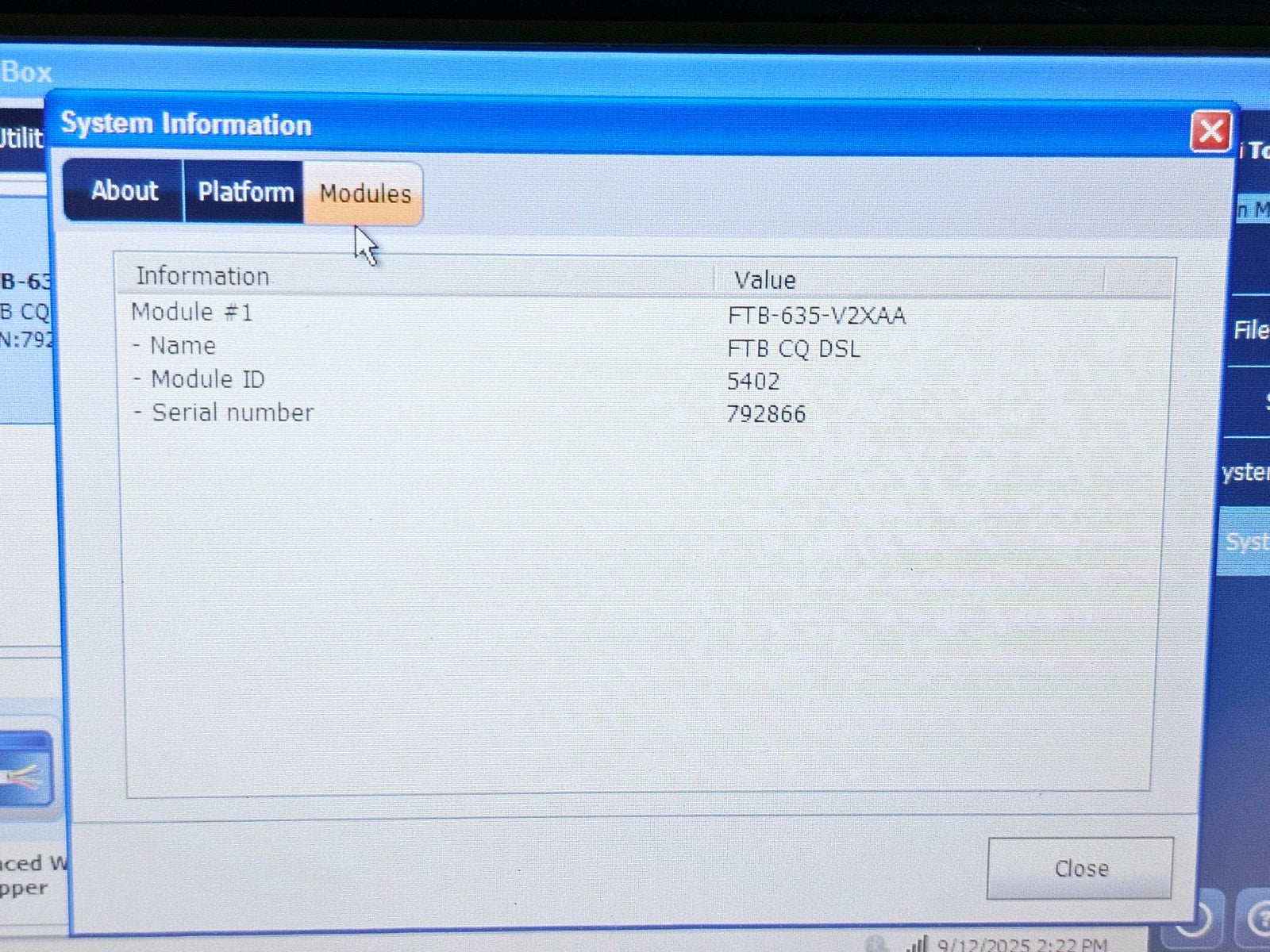 EXFO FTB-1 with FTB-635 DSL Tester FTB CQ DSL FTB-635-V2XAA