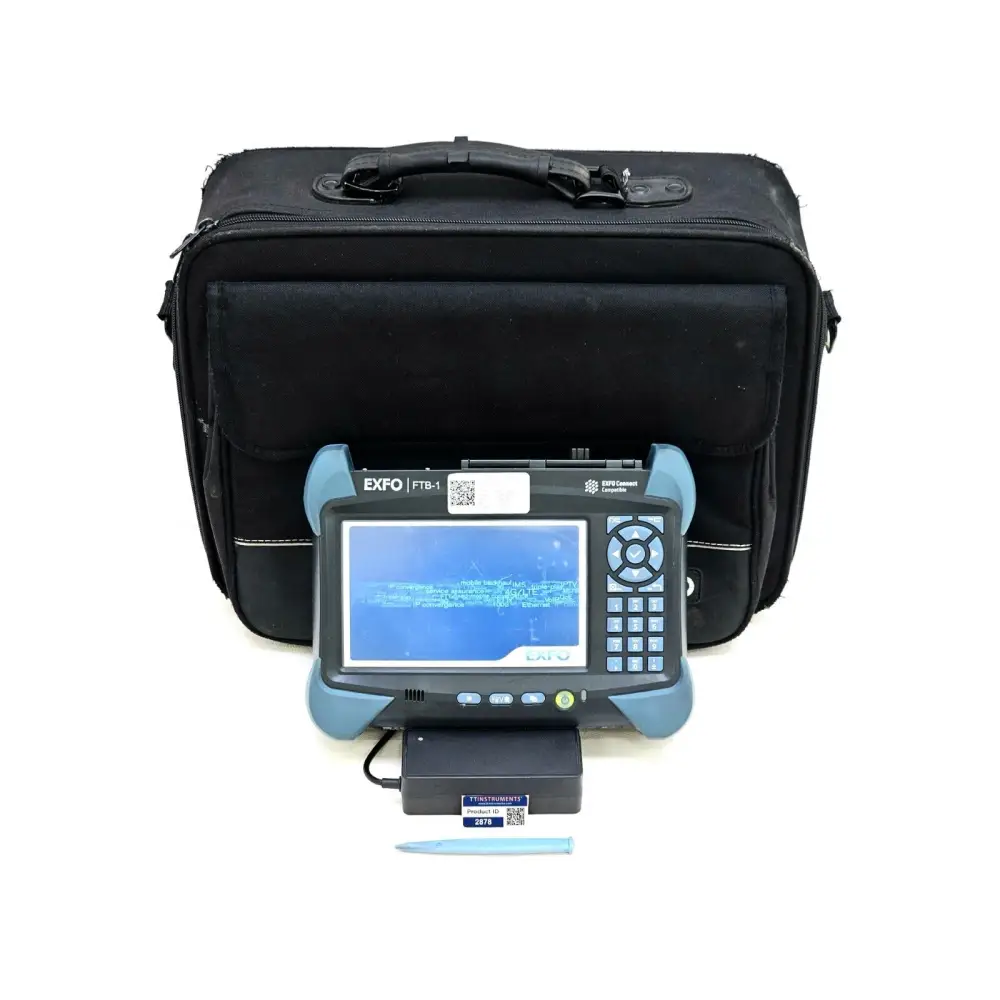 EXFO FTB-1 with FTB-730-234B-EI tri-band SM OTDR front view showing main touchscreen display