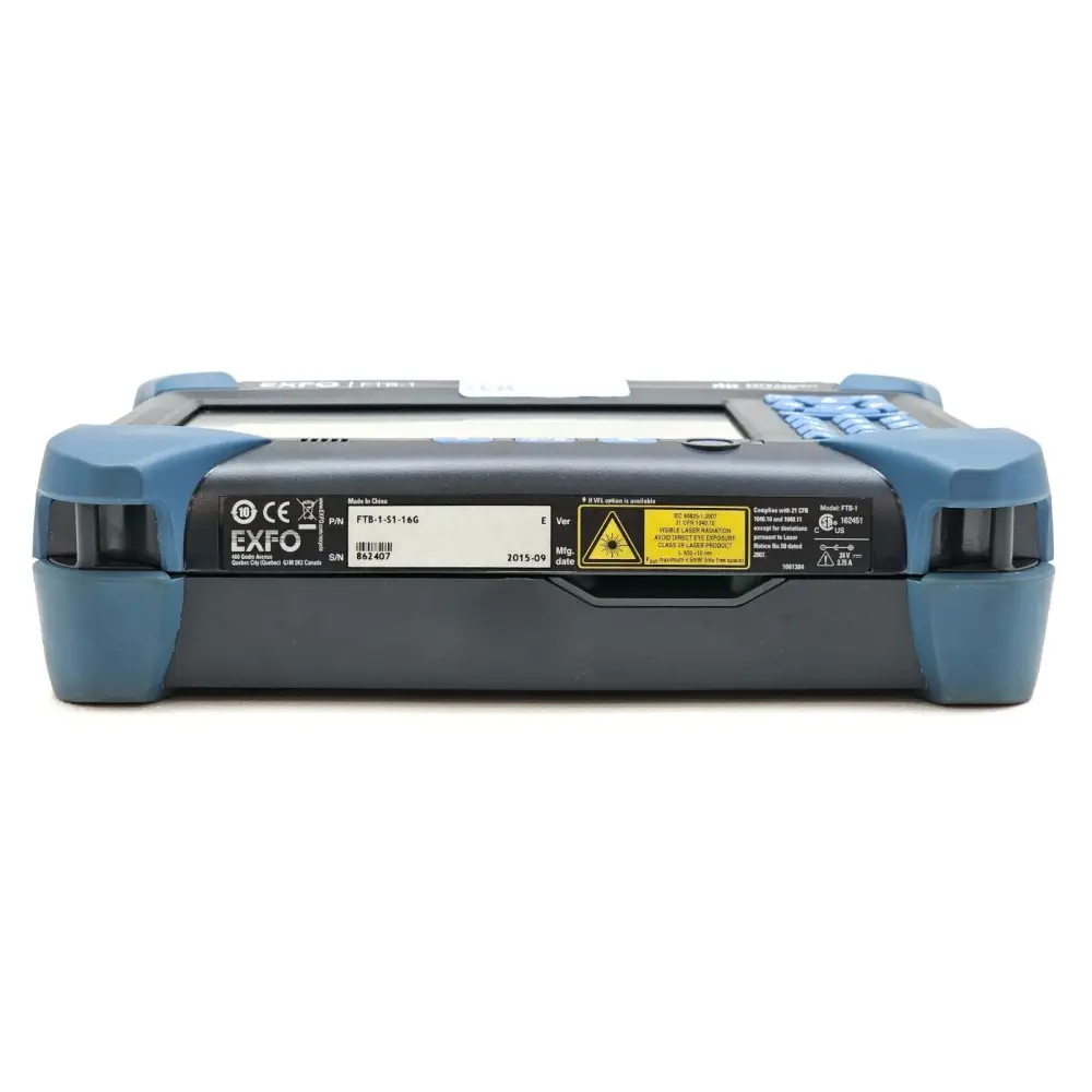 EXFO FTB-1 portable OTDR unit angled view showing overall form factor and rugged housing