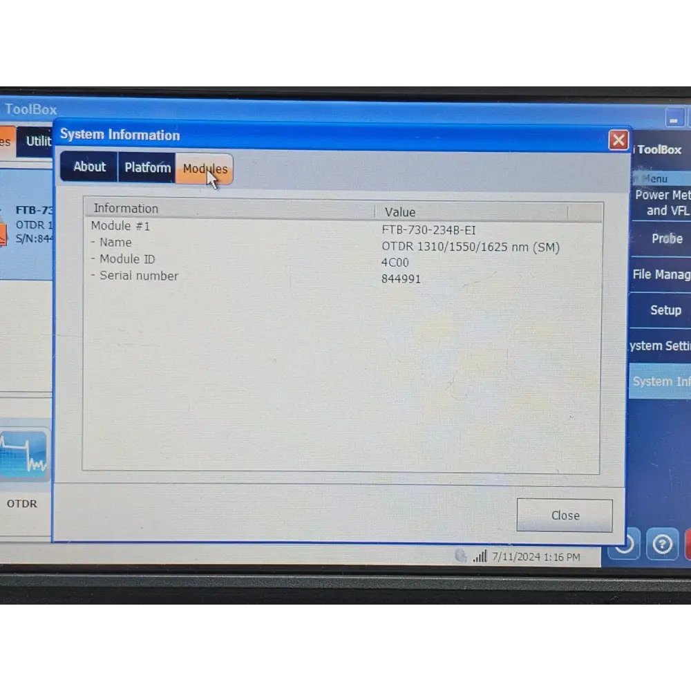 EXFO FTB-1 FTB-730 unit with stylus accessory shown next to the mainframe