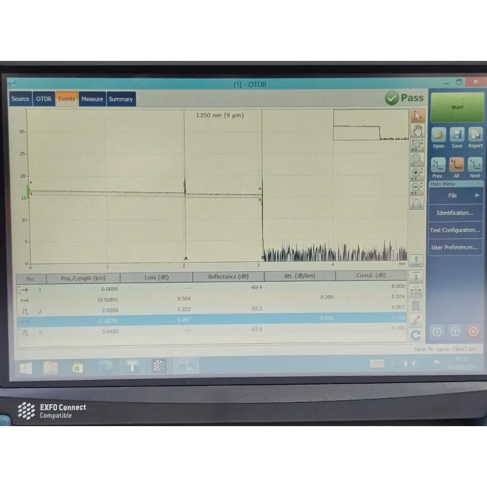 EXFO FTB-2 Pro platform open showing dual module bay with two FTB-7400E modules loaded