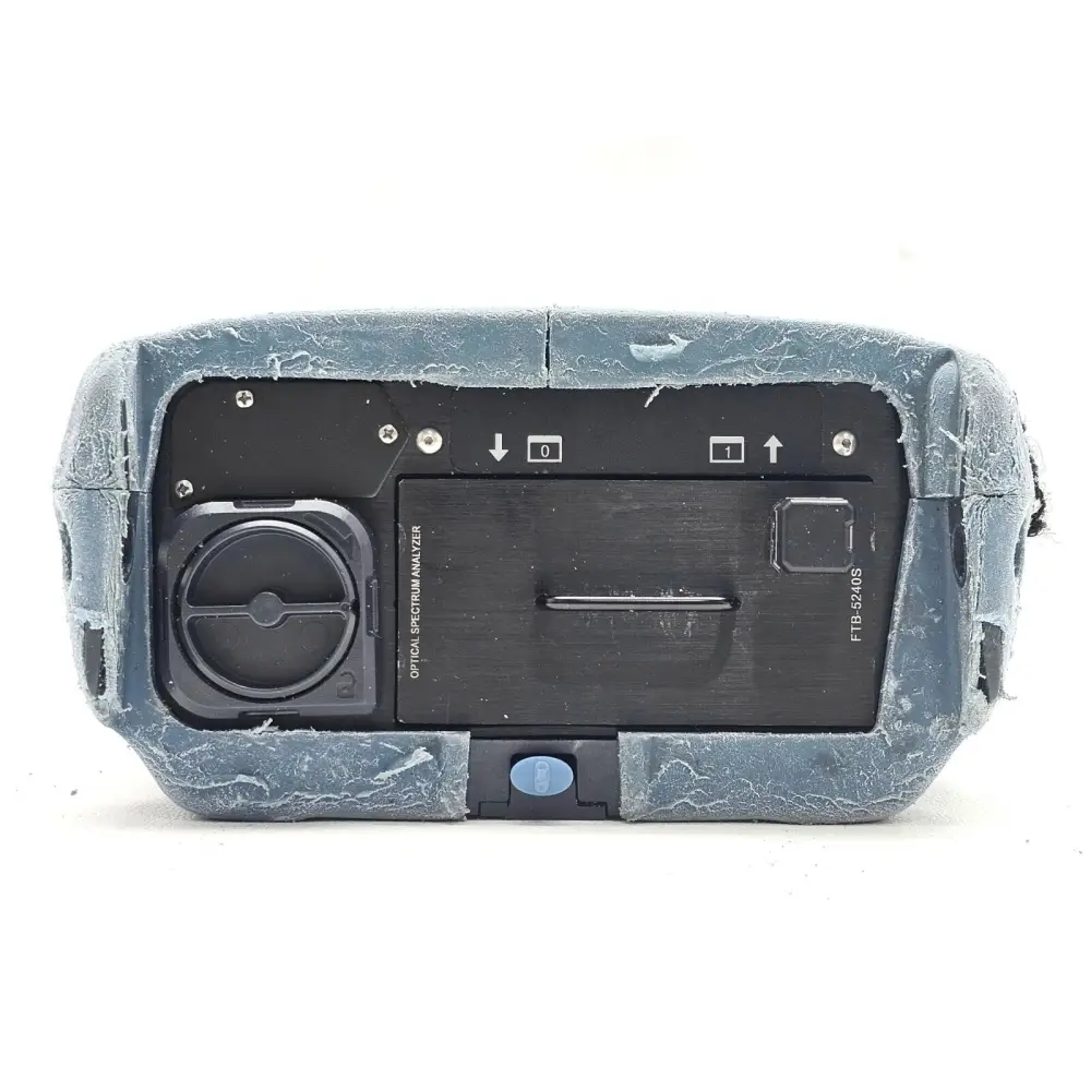 EXFO FTB-200 V2 left-side view showing power connector and interface ports