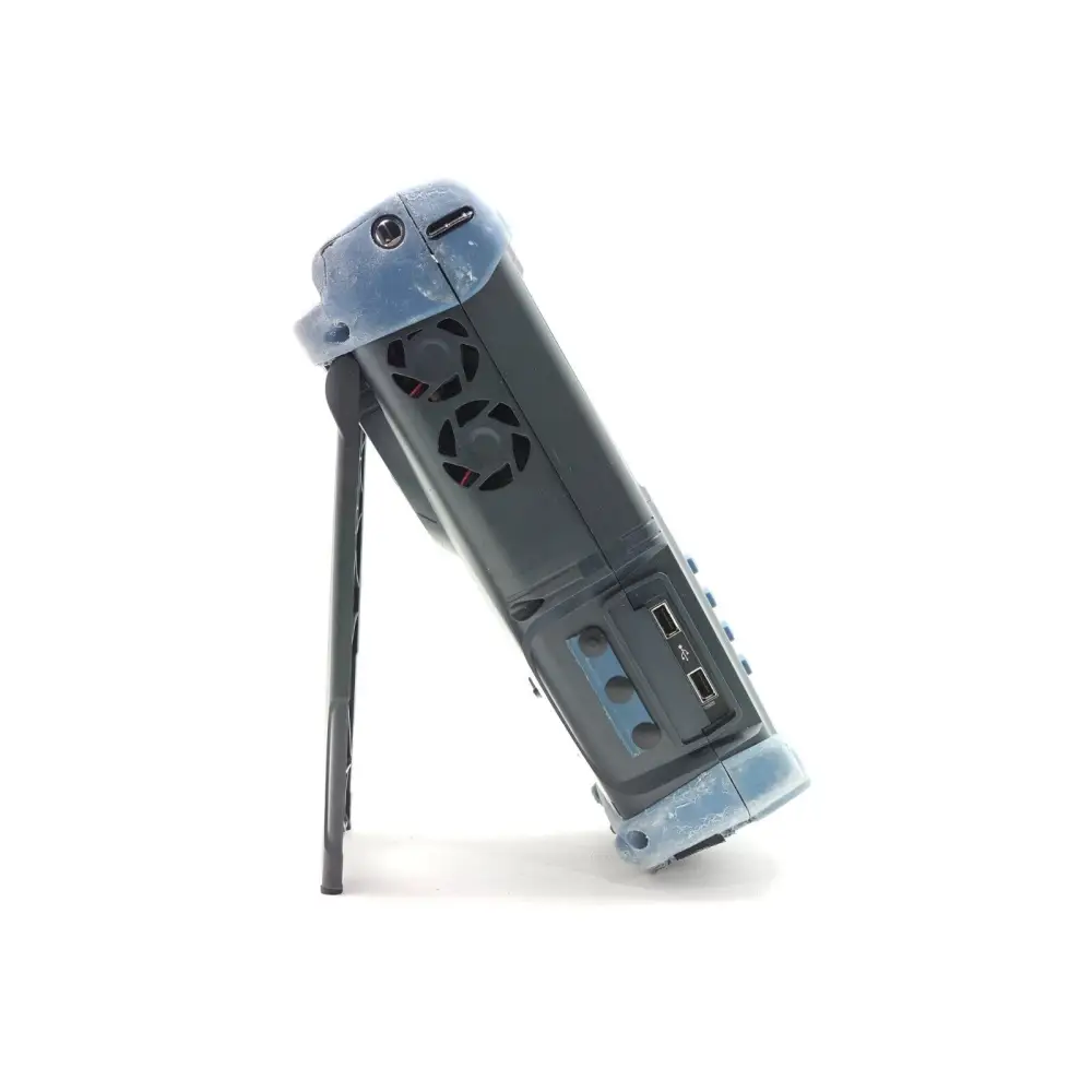EXFO FTB-200 V2 left side panel showing dual cooling fans and two USB 2.0 host ports on kickstand