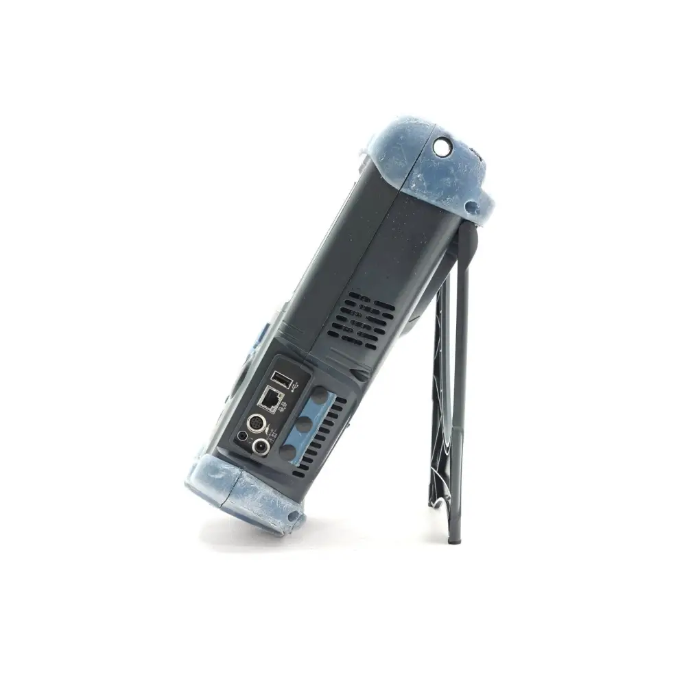 EXFO FTB-200 V2 right side panel showing RJ-45 LAN, USB 2.0 and power ports on kickstand