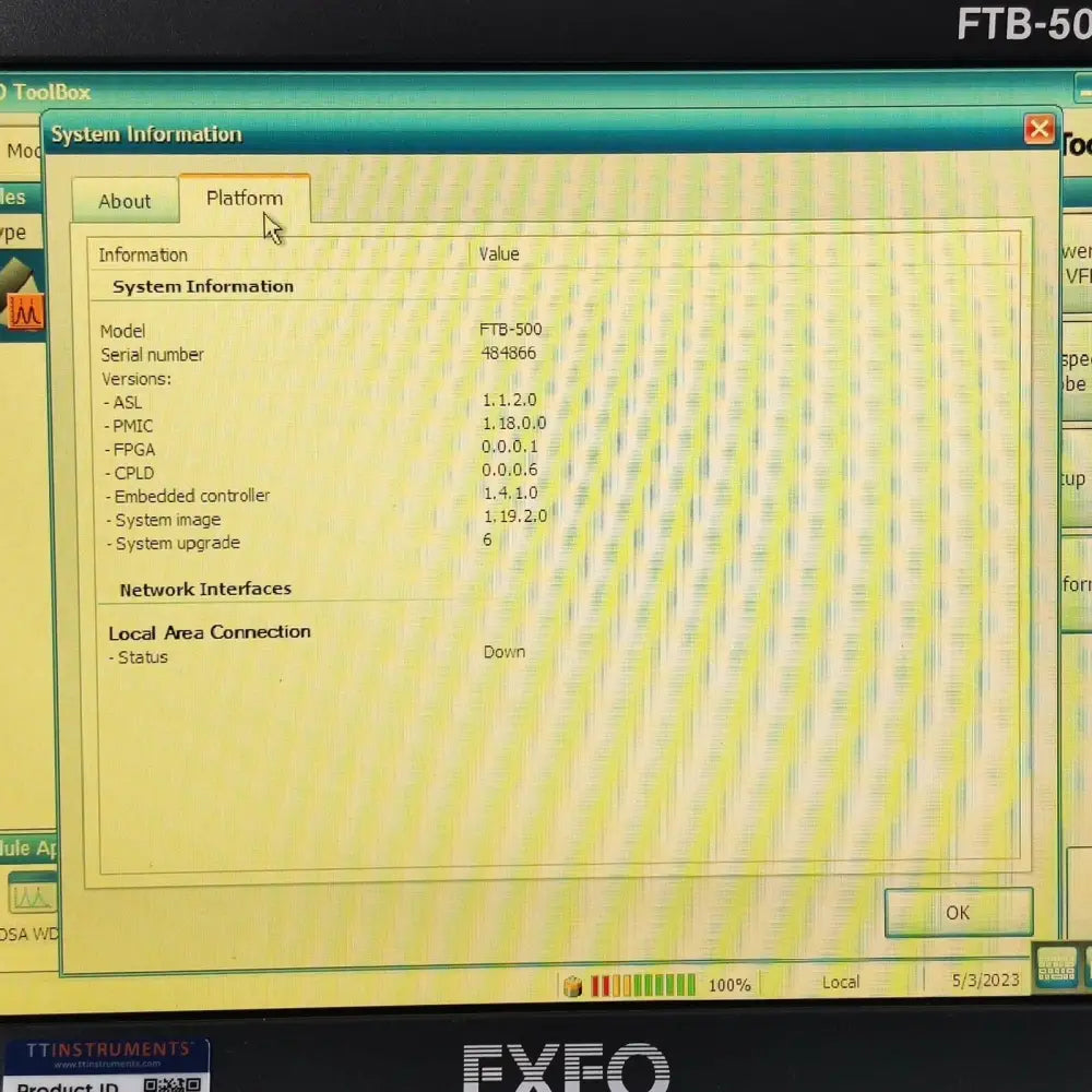 EXFO FTB-500 mainframe platform angled view showing module bay and control interface