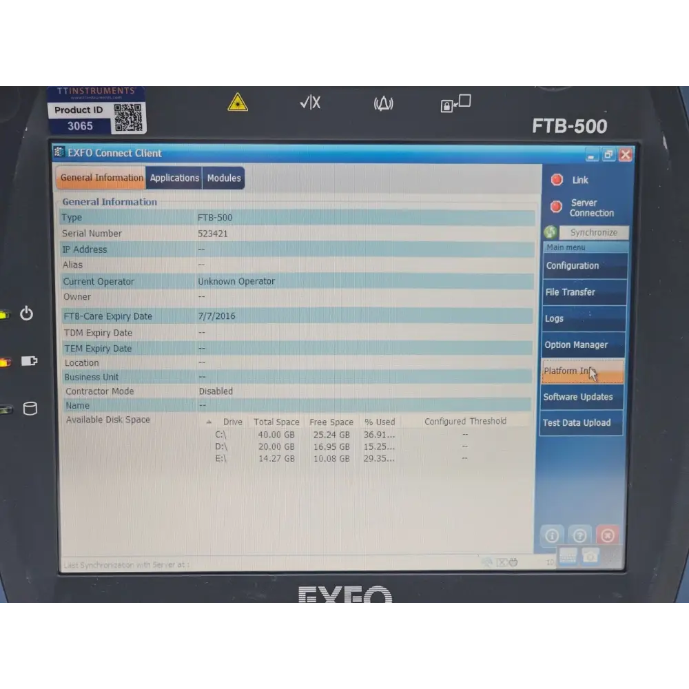 EXFO FTB-500 mainframe showing rugged chassis construction detail