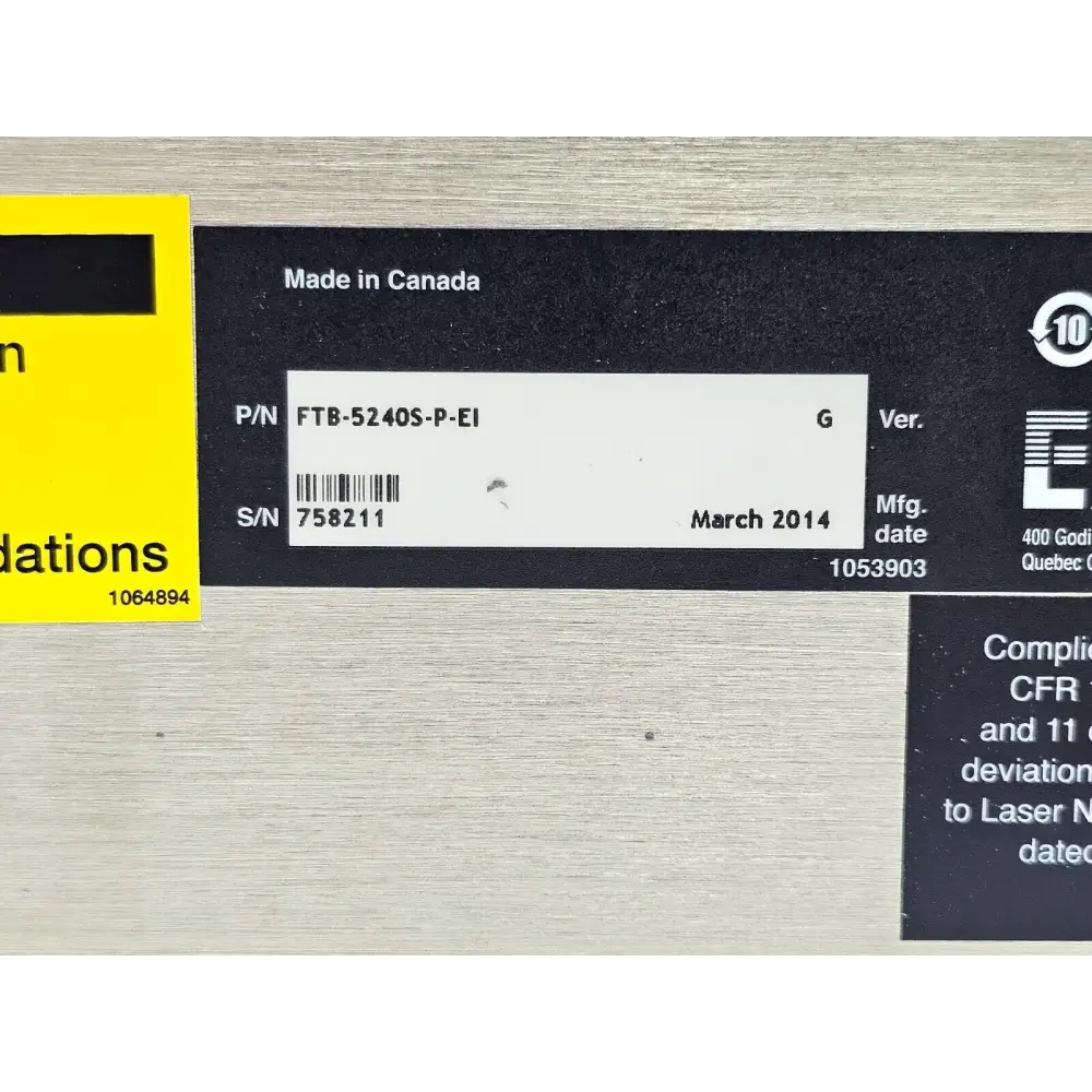 EXFO FTB-500 platform and FTB-5240S-P module removed from carry case, top-down view