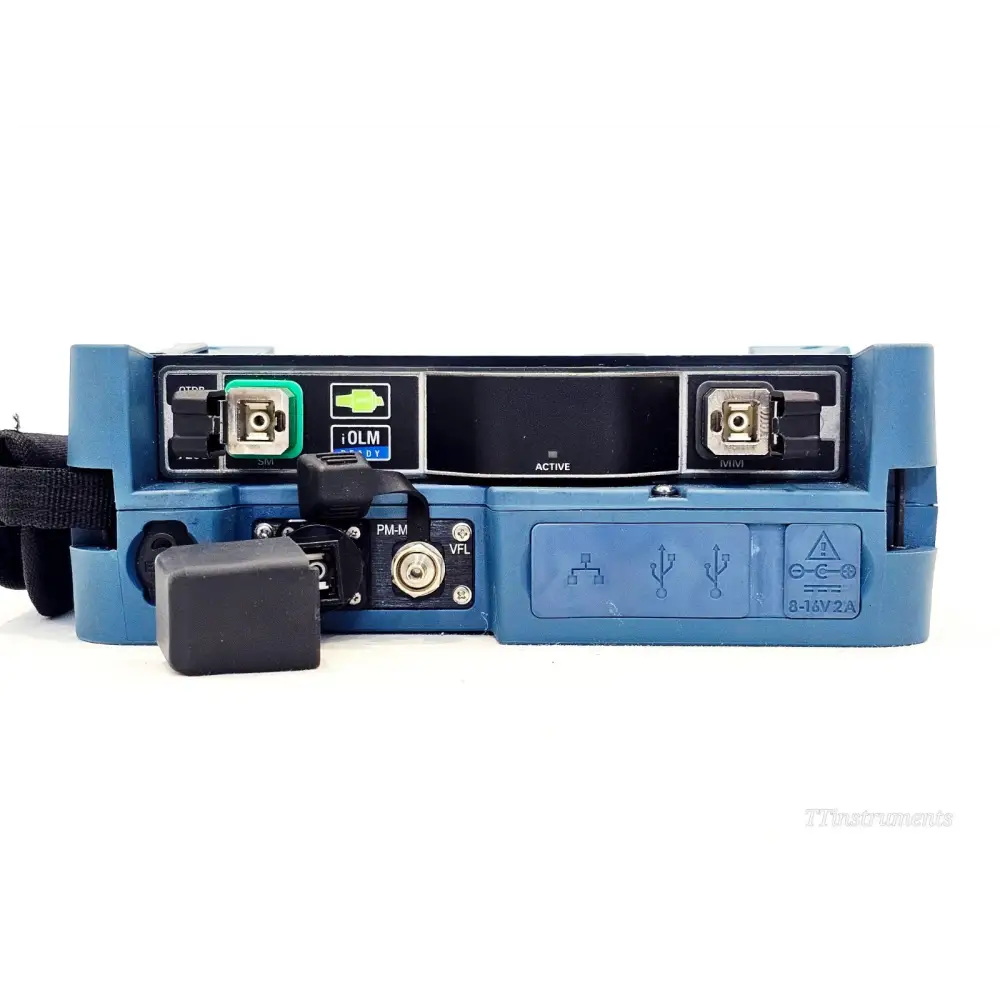 EXFO MAX-720C-Q1 top panel showing SM SC-APC OTDR port, MM SC-PC port, iOLM READY indicator, PM-M and VFL ports