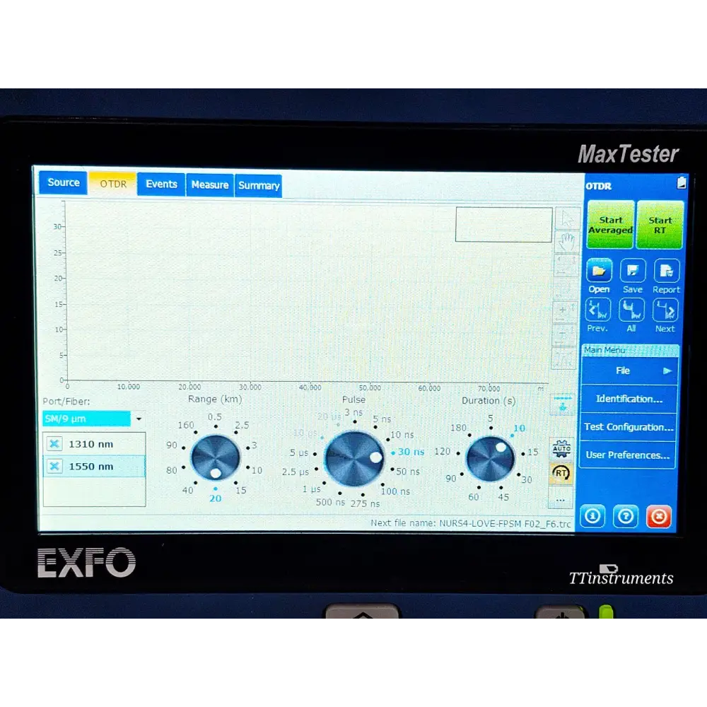 EXFO MAX-720C-Q1 OTDR with supplied power adapter accessory
