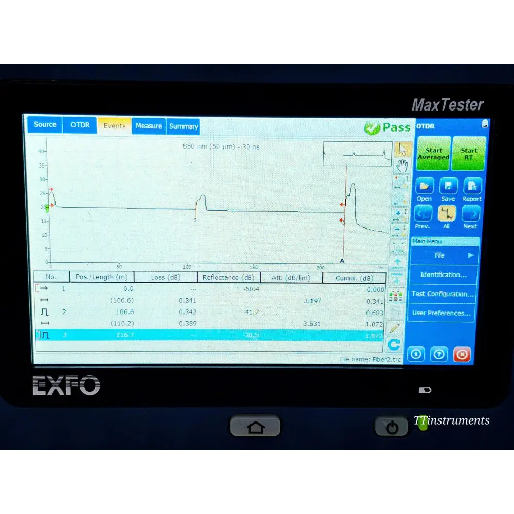 EXFO MAX-720C-Q1 QUAD SM MM OTDR MaxTester 1310/1550 & 850/1300 nm with PM + VFL17