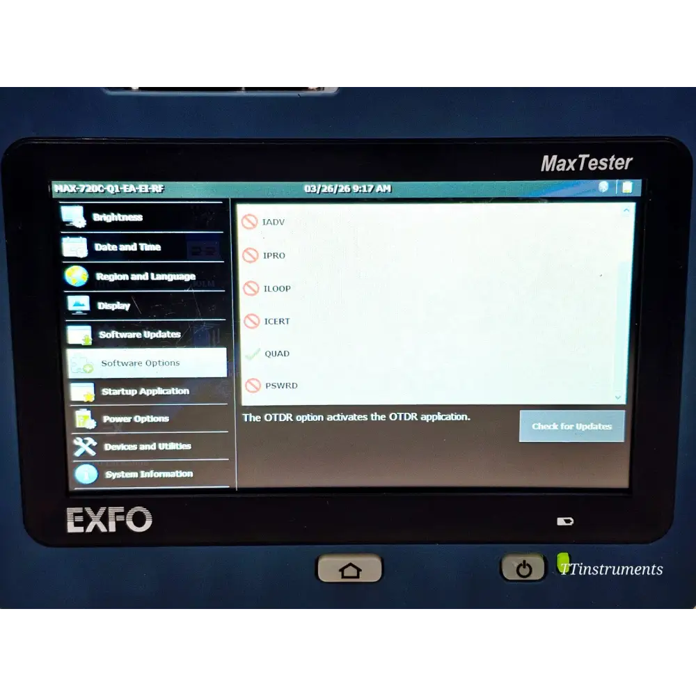 EXFO MAX-720C-Q1 QUAD SM MM OTDR MaxTester 1310/1550 & 850/1300 nm with PM + VFL11