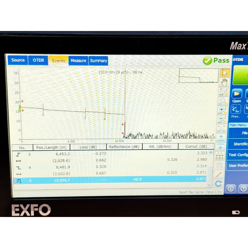 EXFO MAX-730C-SM2 OTDR instrument placed on work surface showing full profile