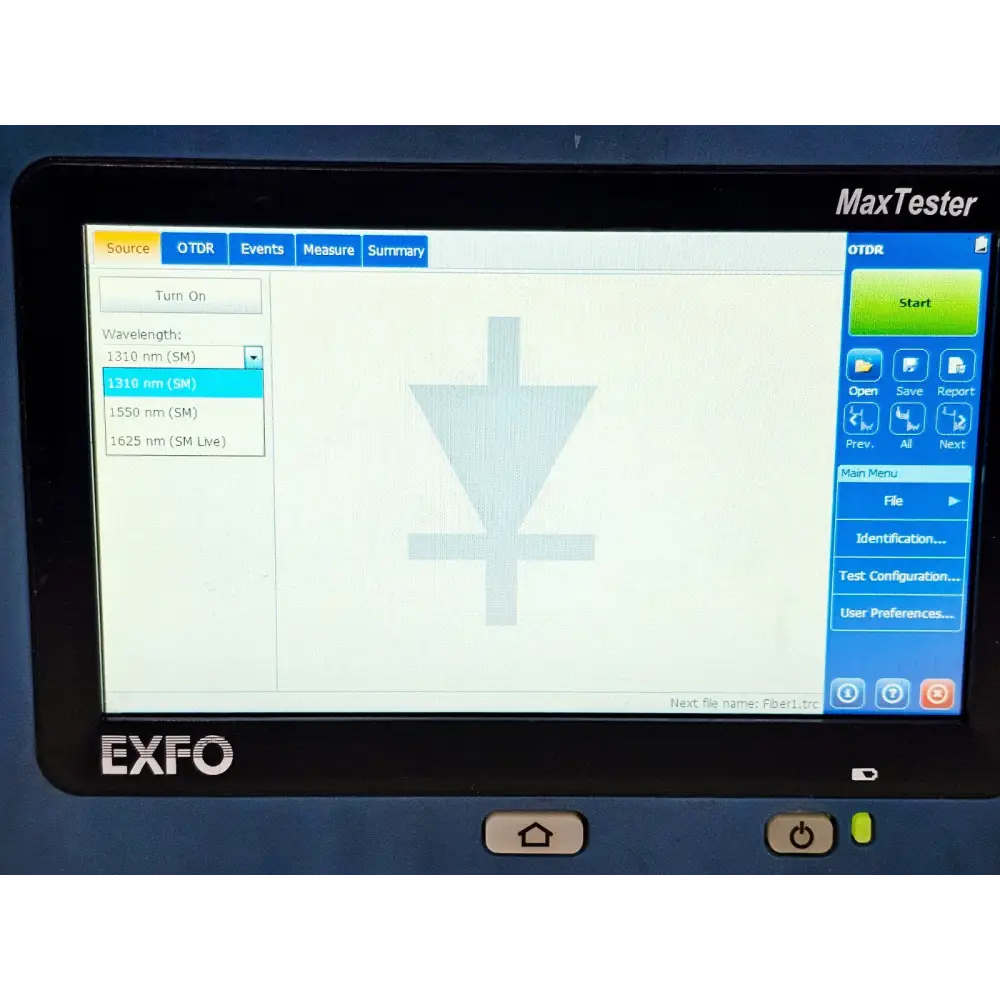 EXFO MAX-730C-SM2 close-up of instrument keypad and navigation controls