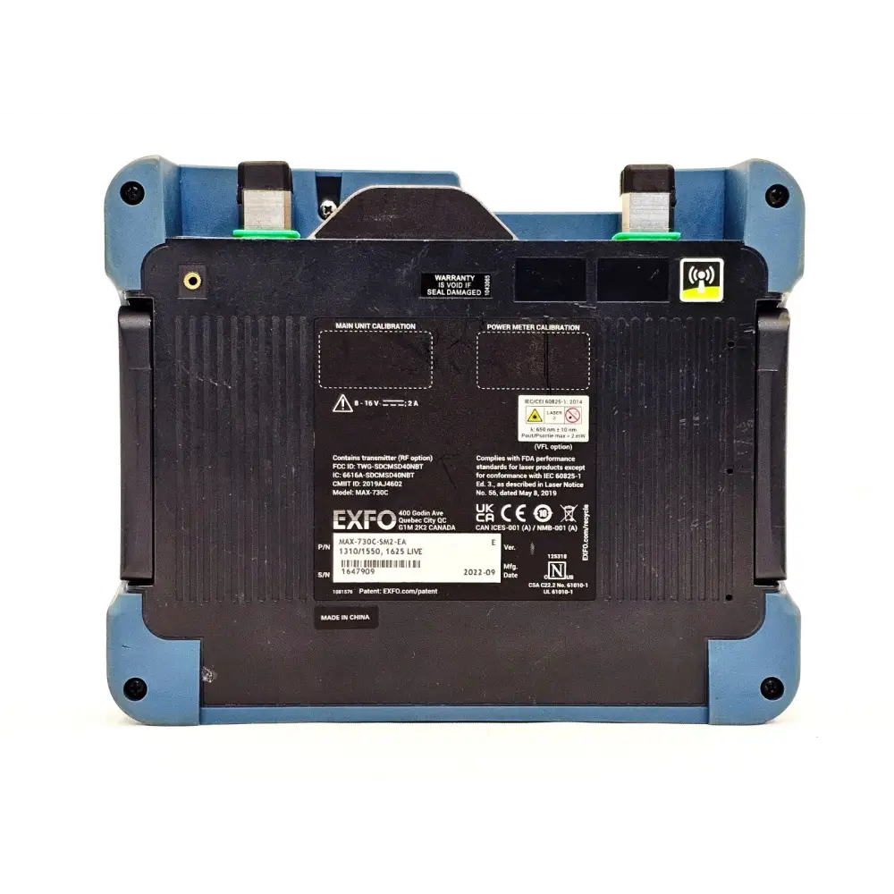 EXFO MAX-730C-SM2 MaxTester display showing OTDR trace measurement