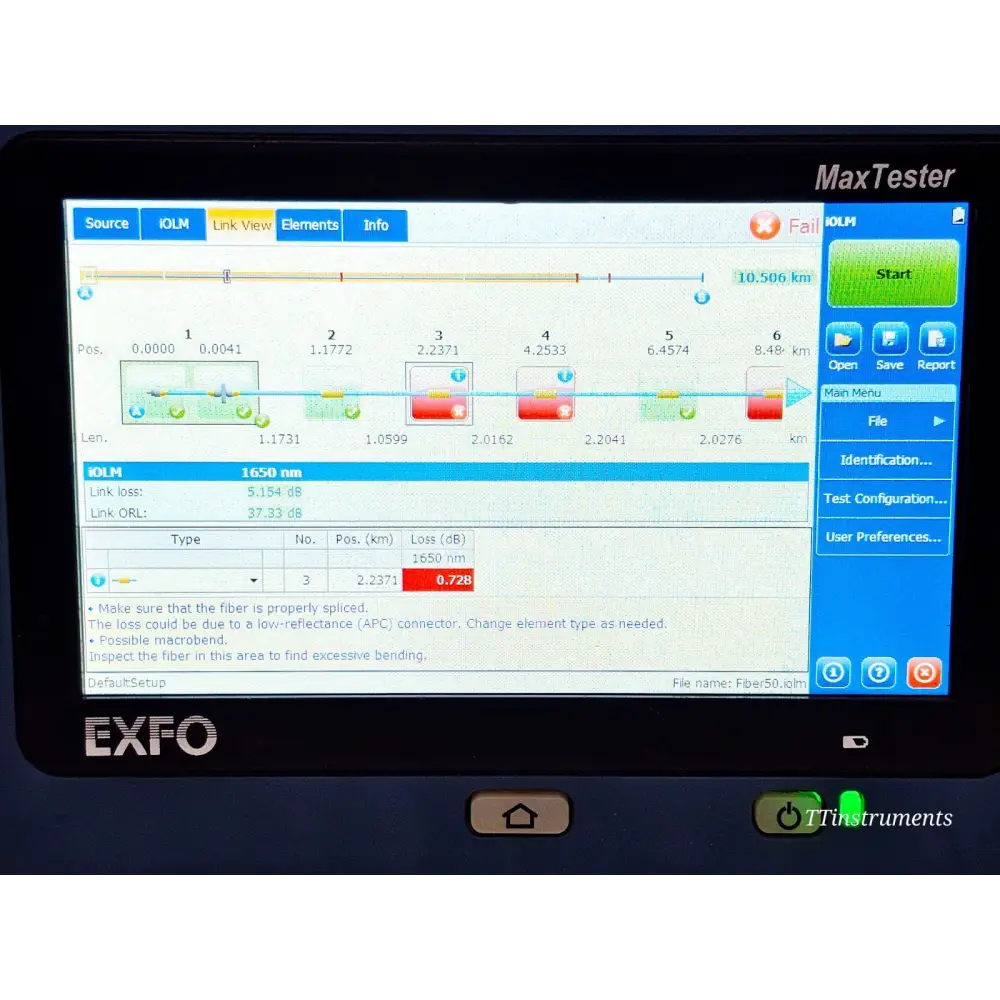EXFO MAX-730C-SM8 SM MaxTester iOLM 1310/1550 & 1650 LIVE with PM + VFL14