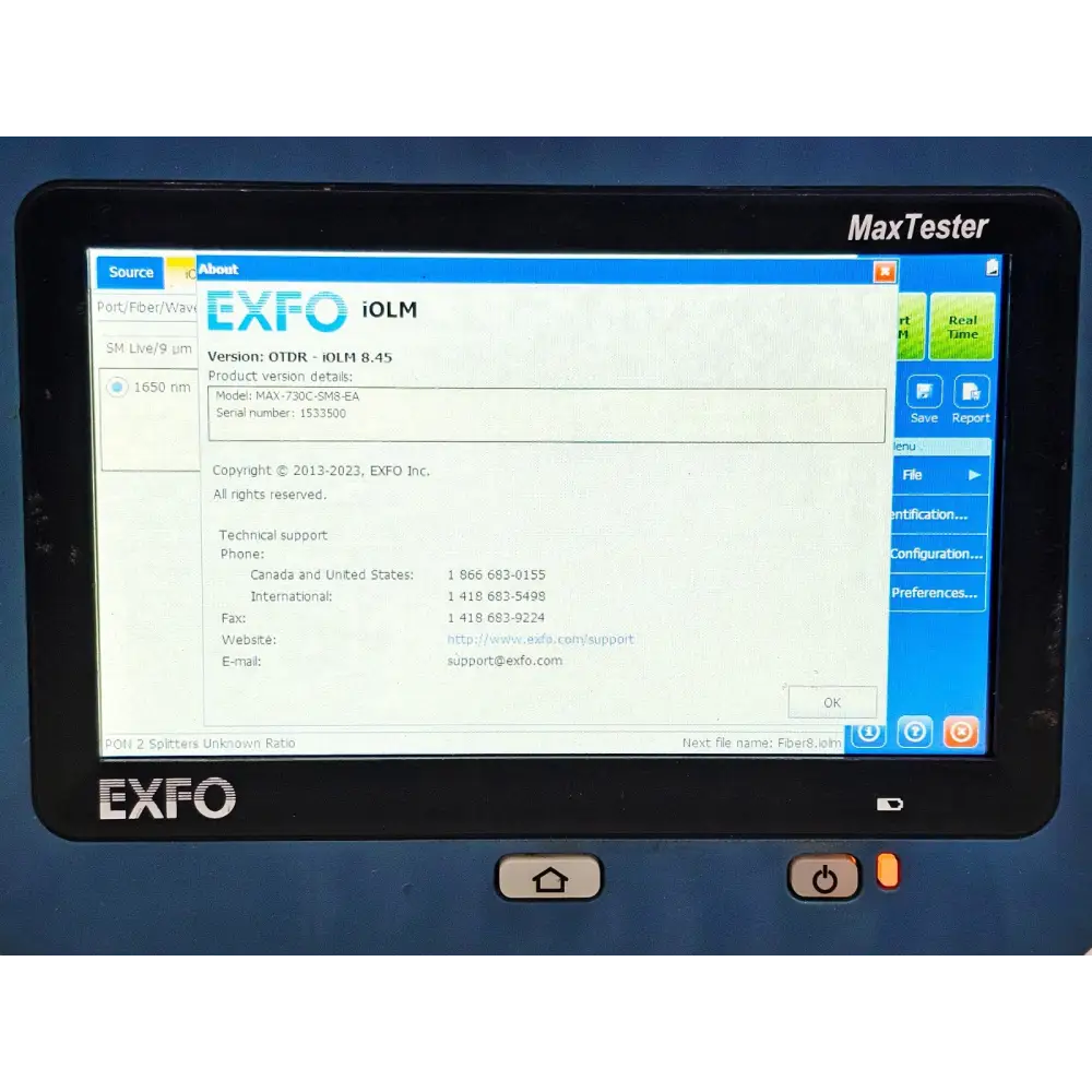 EXFO MAX-730C-SM8 OTDR supplied power adapter and stylus accessories