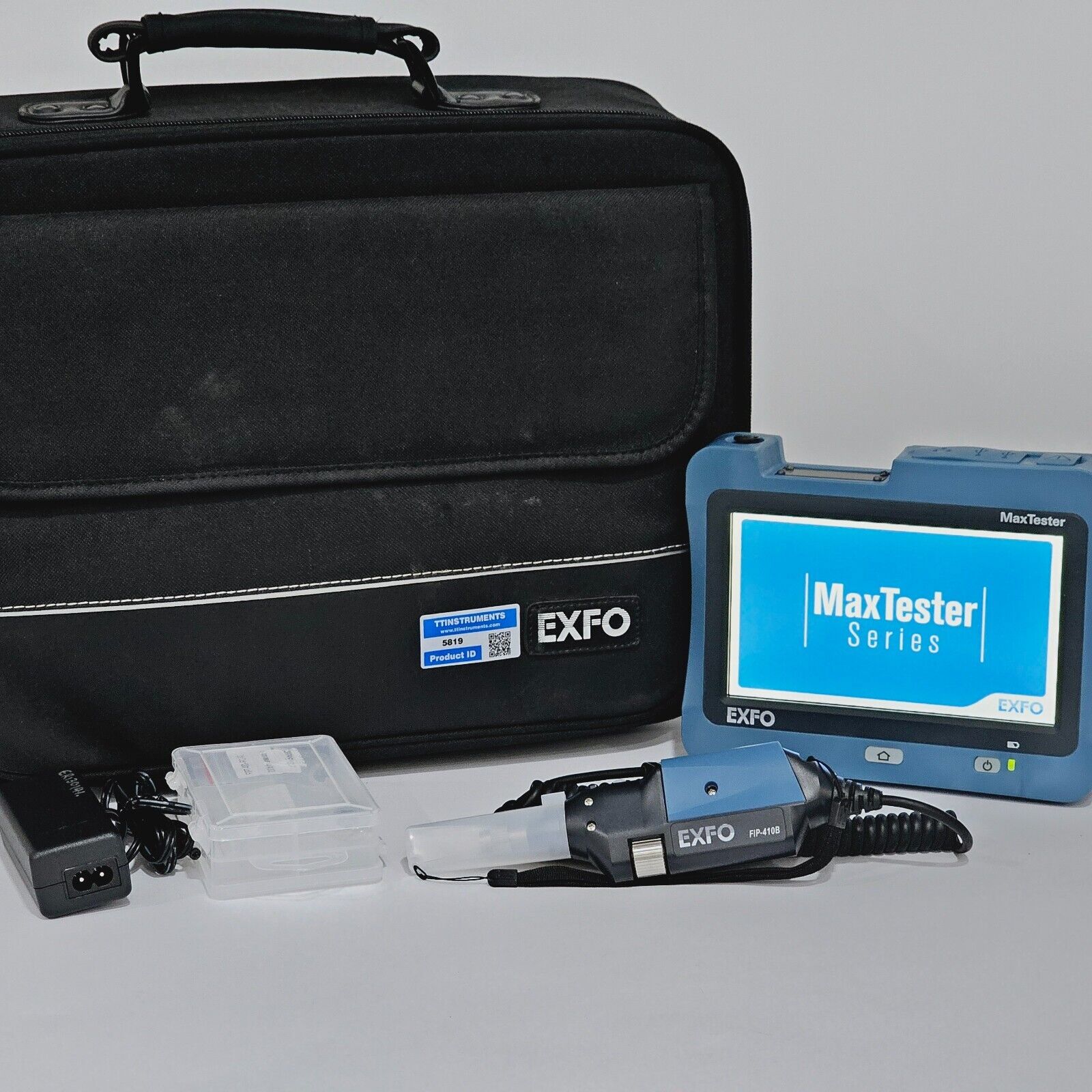 EXFO MaxTester MAX-FIP Mainframe w/ FIP-410B Fiber Inspection Scope & U25M/FC-SC