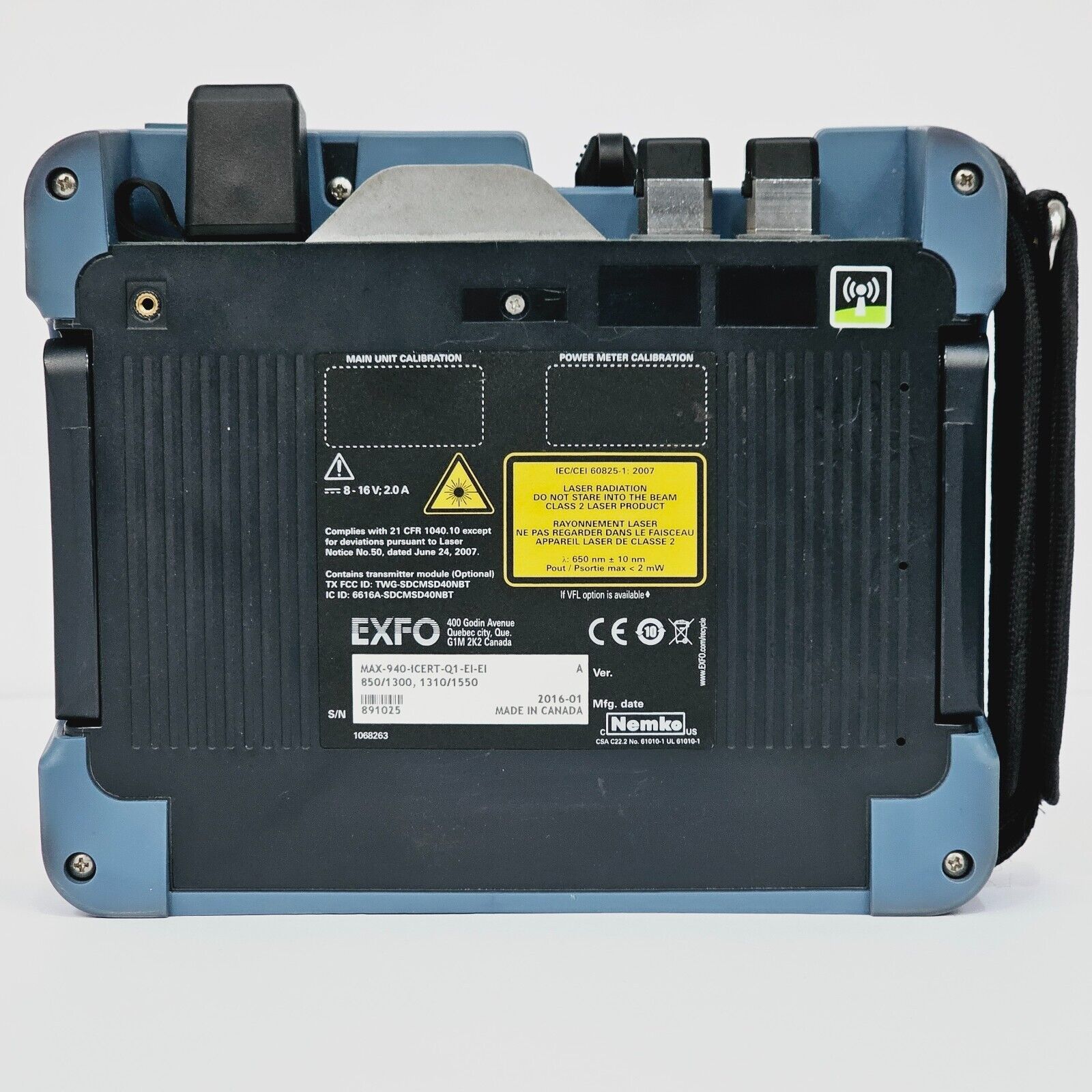 EXFO OLTS 940 ICERT QUAD 850/1300/1310/1550 nm SM MM Optical Loss Tester MAX-940