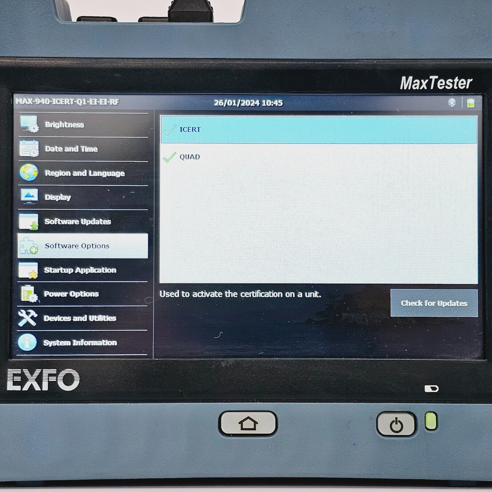 EXFO OLTS 940 ICERT QUAD 850/1300/1310/1550 nm SM MM Optical Loss Tester MAX-940