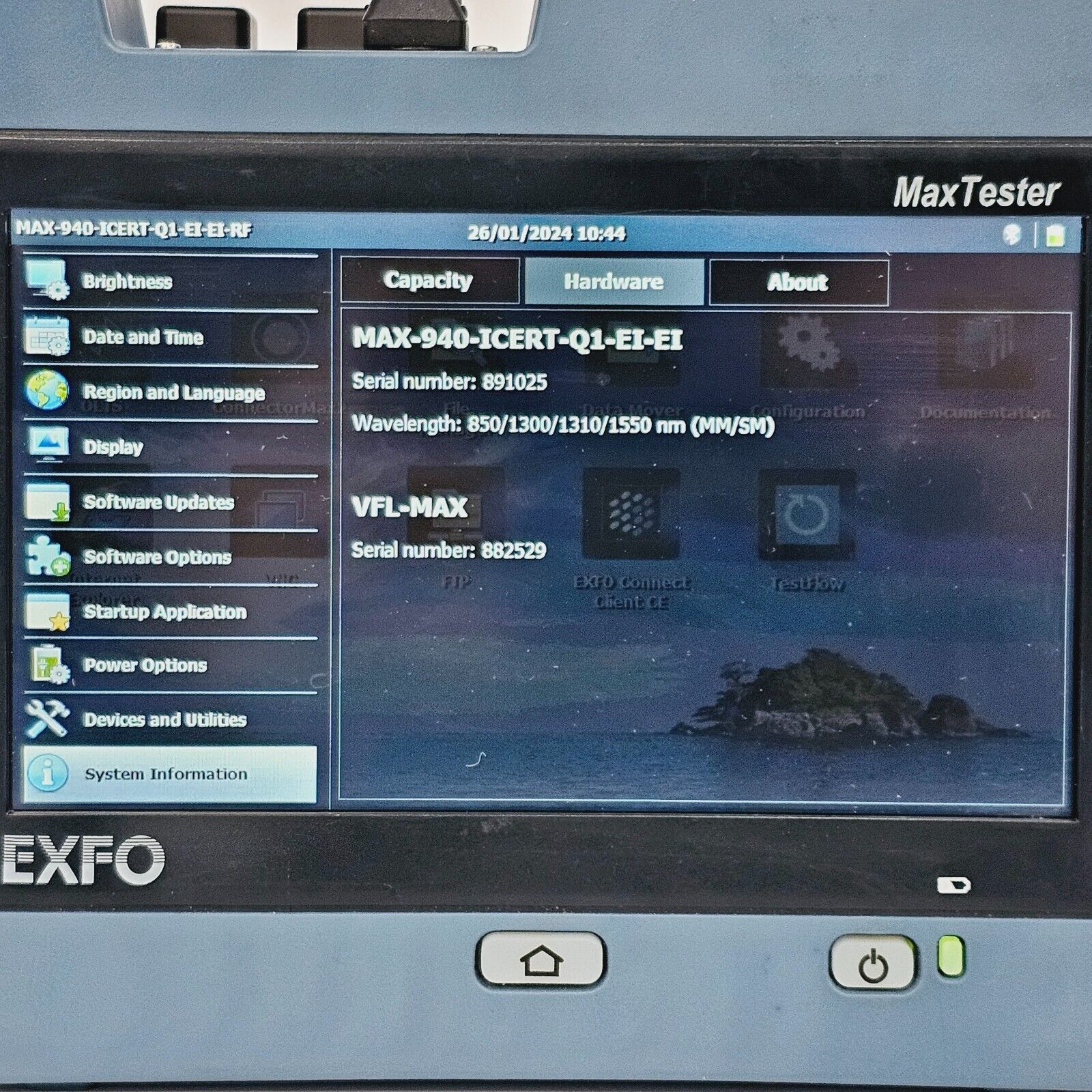 EXFO OLTS 940 ICERT QUAD 850/1300/1310/1550 nm SM MM Optical Loss Tester MAX-940