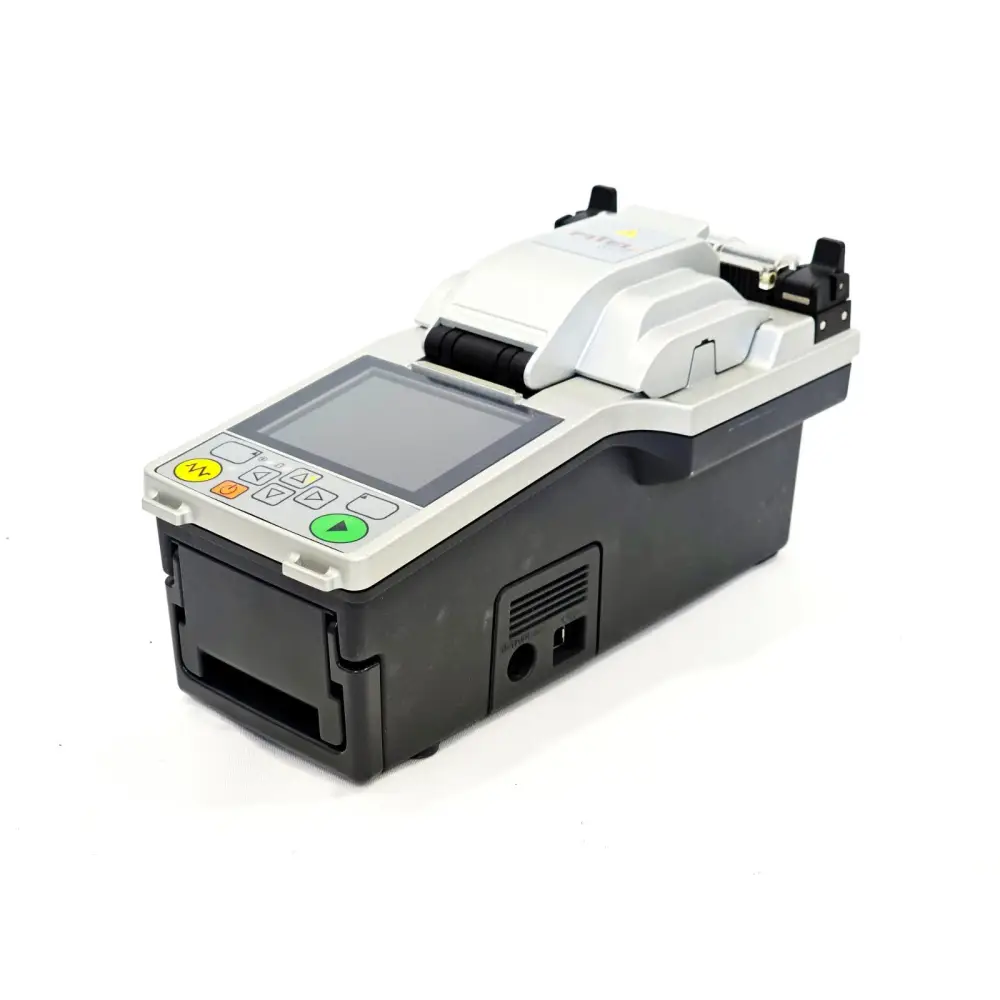 Fitel S177A fusion splicer fibre loading bay and electrode assembly close-up