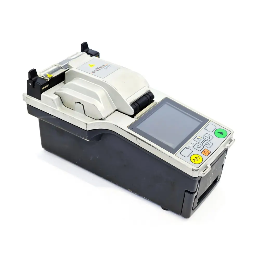 Fitel Furukawa S177A fusion splicer open splicing chamber showing electrode assembly