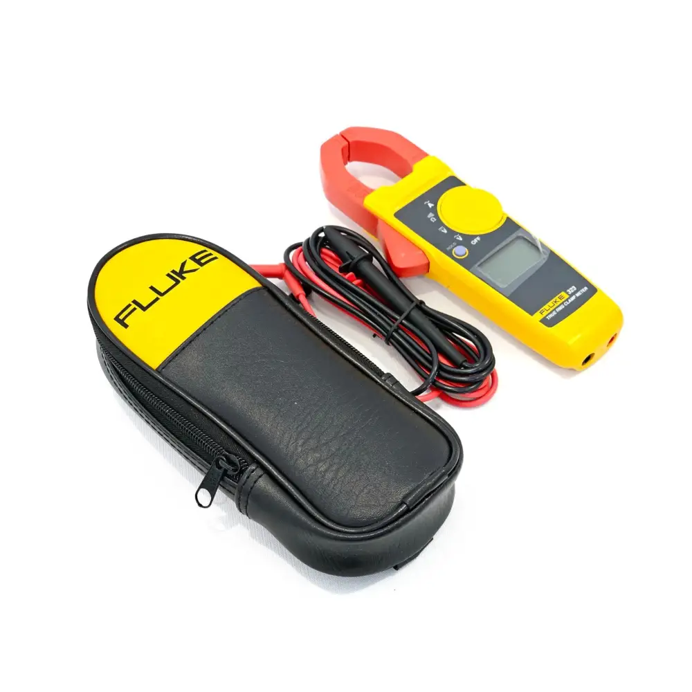 Fluke 323 True RMS Clamp Meter front view showing display and jaw opening