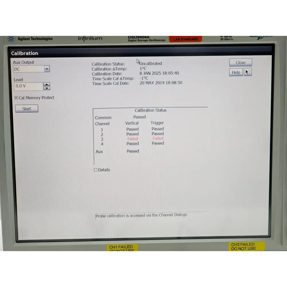 Keysight DSO9404A power button recess showing missing button detail