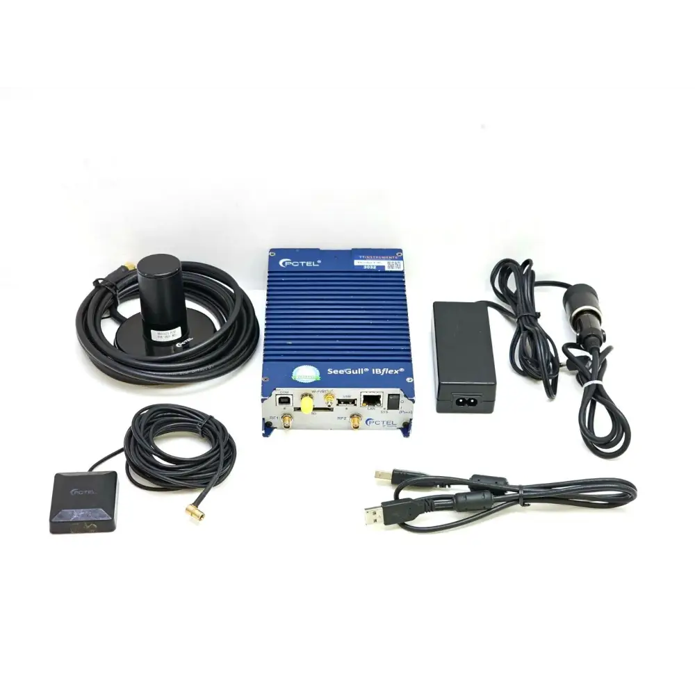 PCTEL SeeGull IBflex drive test scanner front view showing main unit body and RF ports