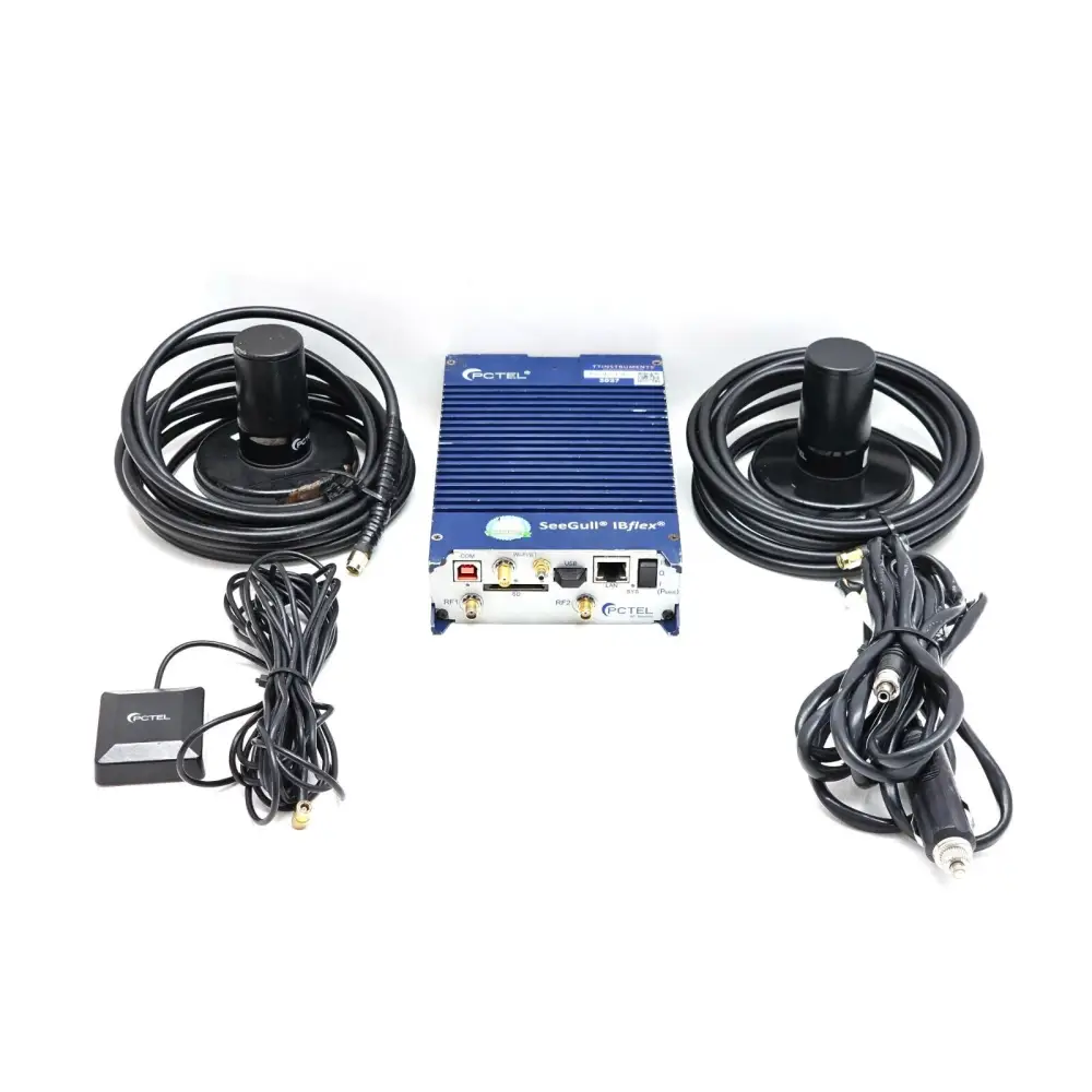 PCTEL SeeGull IBflex scanning receiver front view with accessories
