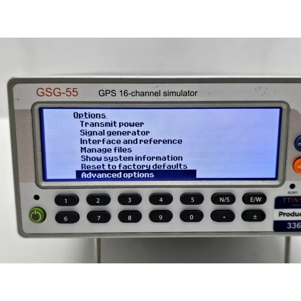 Spectracom GSG-55E front panel label and model identification