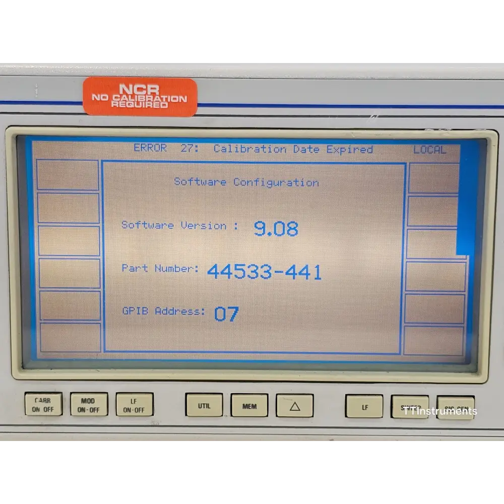 IFR 2032 signal generator identification label and serial number