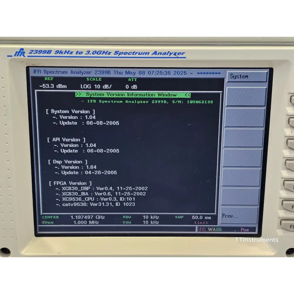 IFR 2399B 3 GHz spectrum analyser full unit as listed for repair