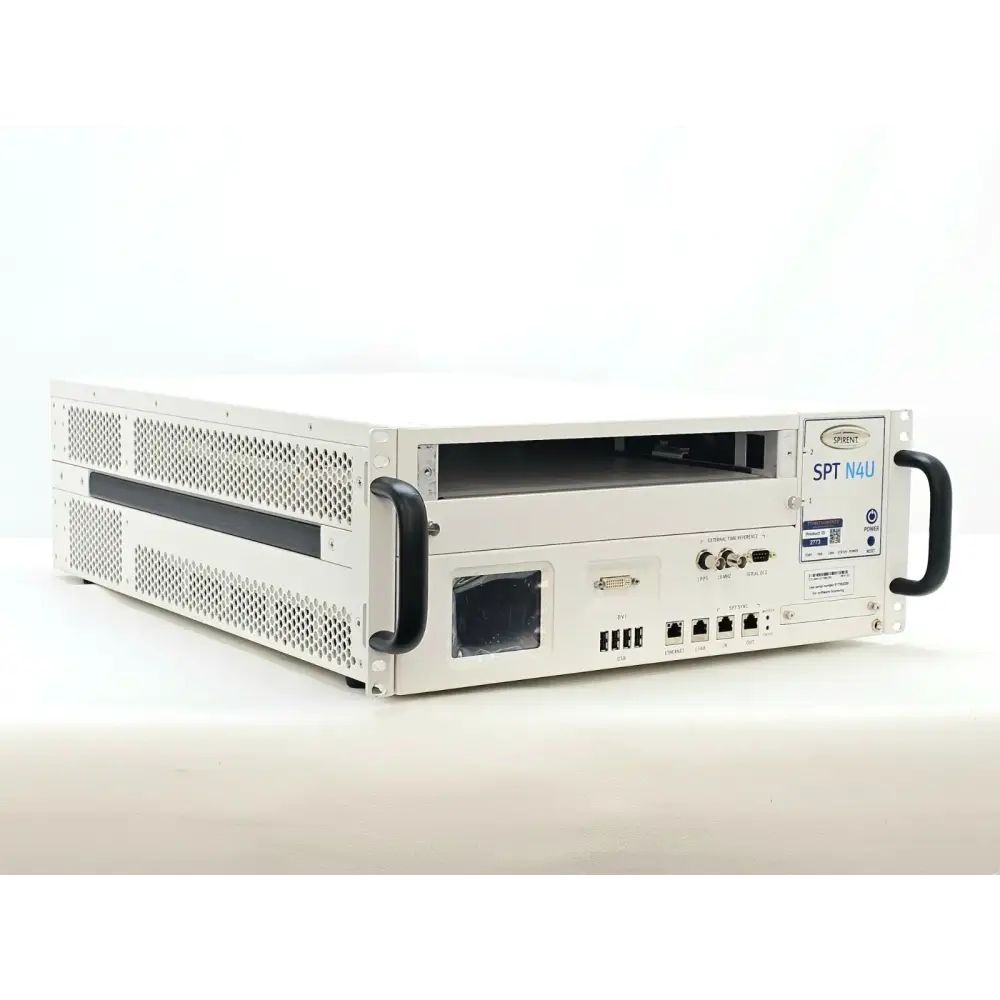 Spirent SPT-N4U-220 chassis front panel detail showing module slots and indicators