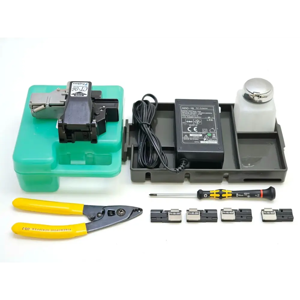 Fujikura 12S fusion splicer with V-groove fibre alignment channel visible