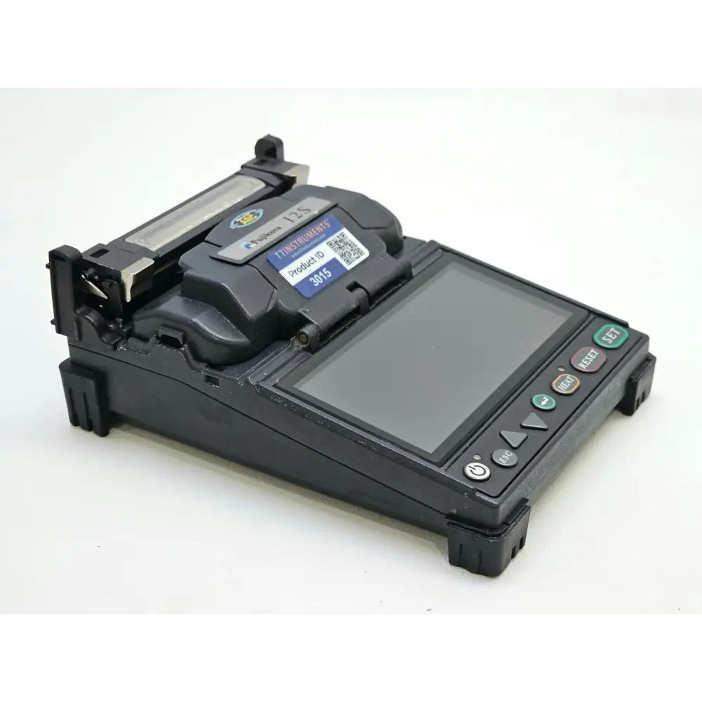 Fujikura 12S fusion splicer side profile showing compact ruggedised chassis