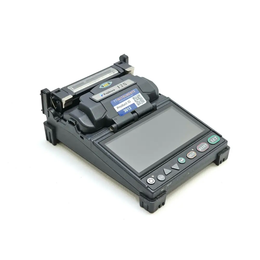 Fujikura 12S fusion splicer side profile showing compact ruggedised chassis