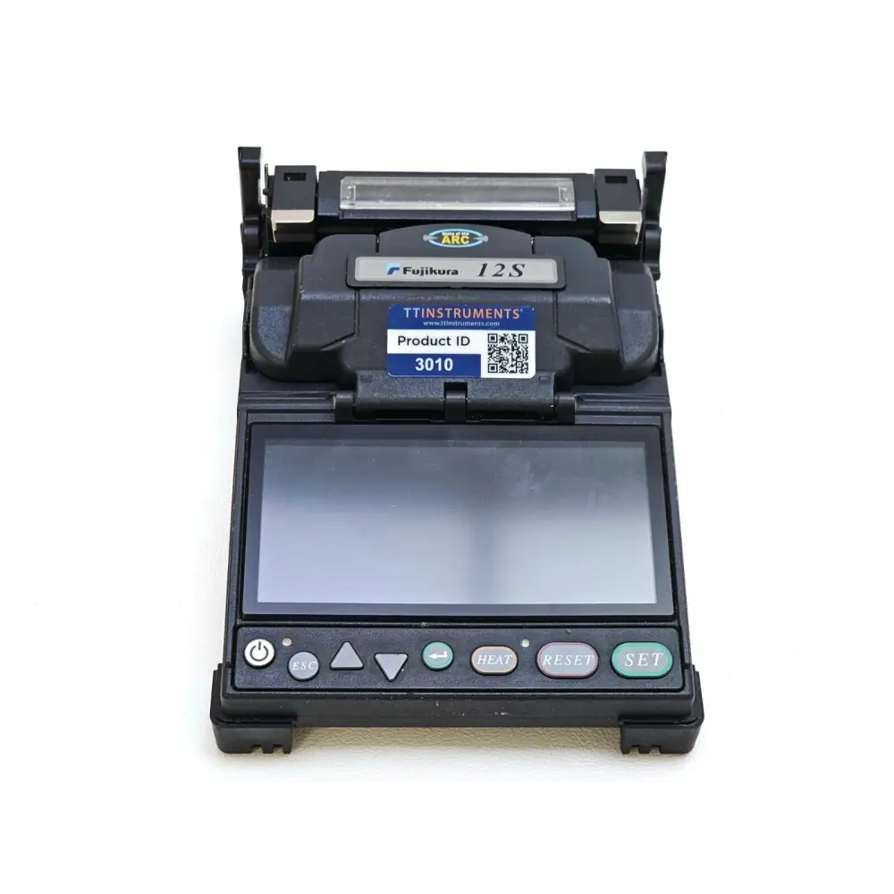 Fujikura 12S splicer side profile showing compact ruggedised chassis
