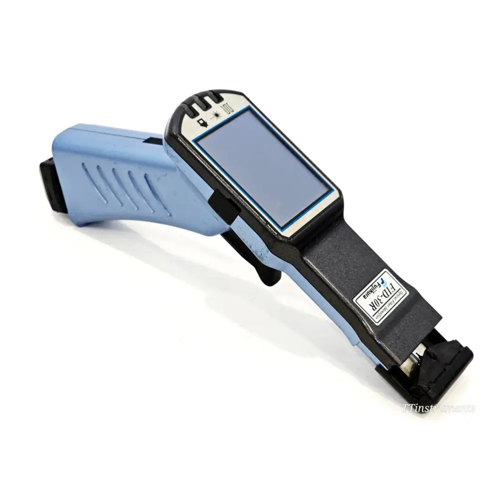 Fujikura FID-30R Optical Fibre Identifier — right side angle view showing blue body, trigger, and clamp