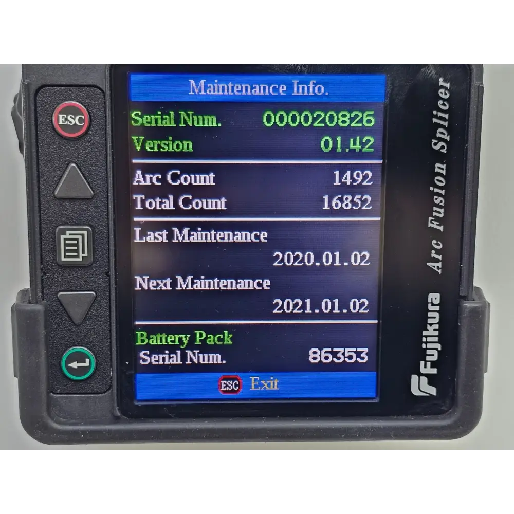 Fujikura FSM-60S core-alignment fusion splicer front panel and colour LCD display