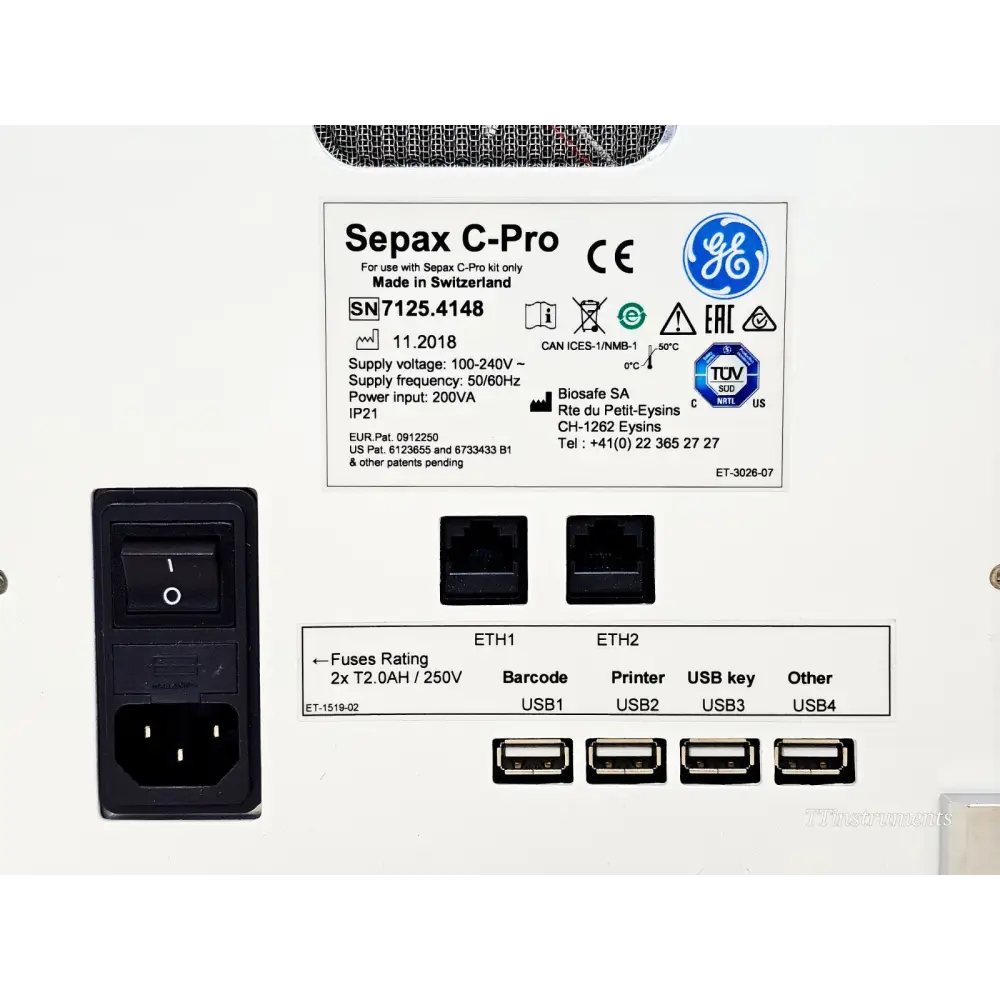 GE Cytiva Sepax C-Pro Cell Processing Instrument 2018 w/ Barcode Reader