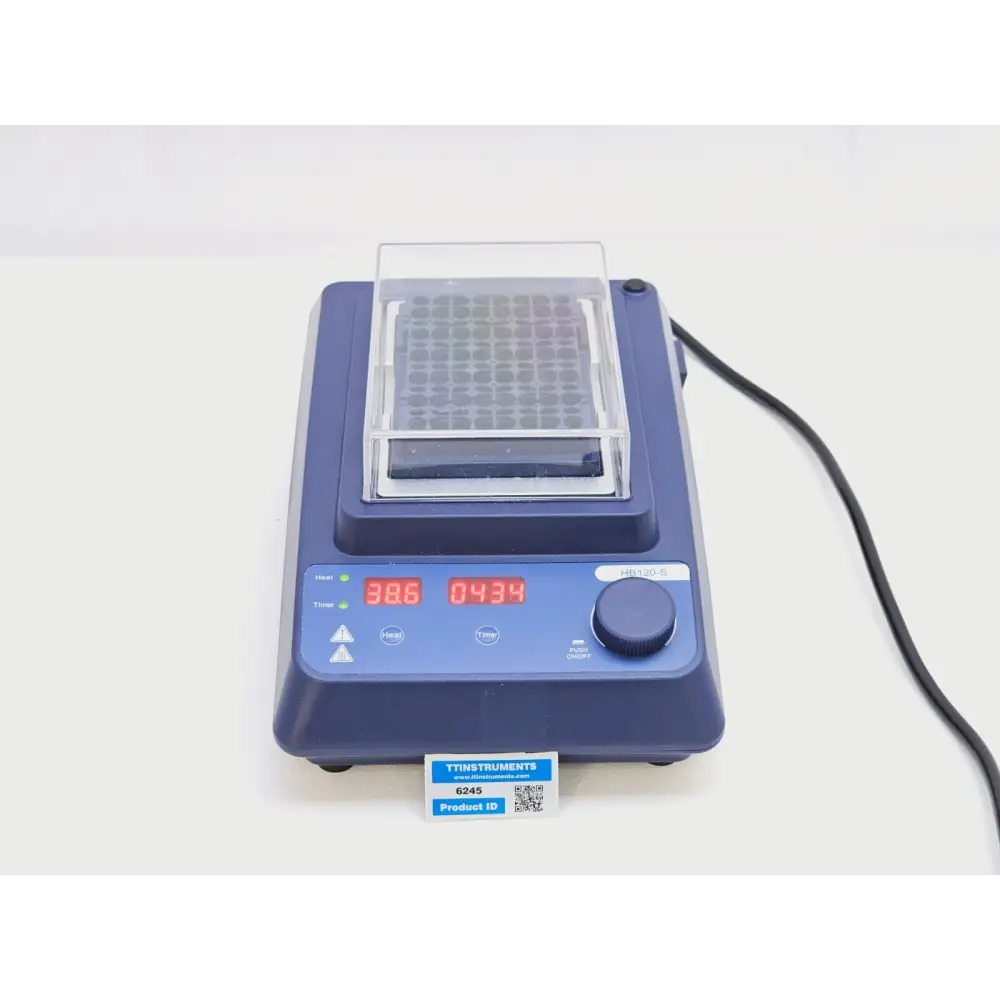 HB120-S digital dry bath incubator with heat block, front view showing LED display