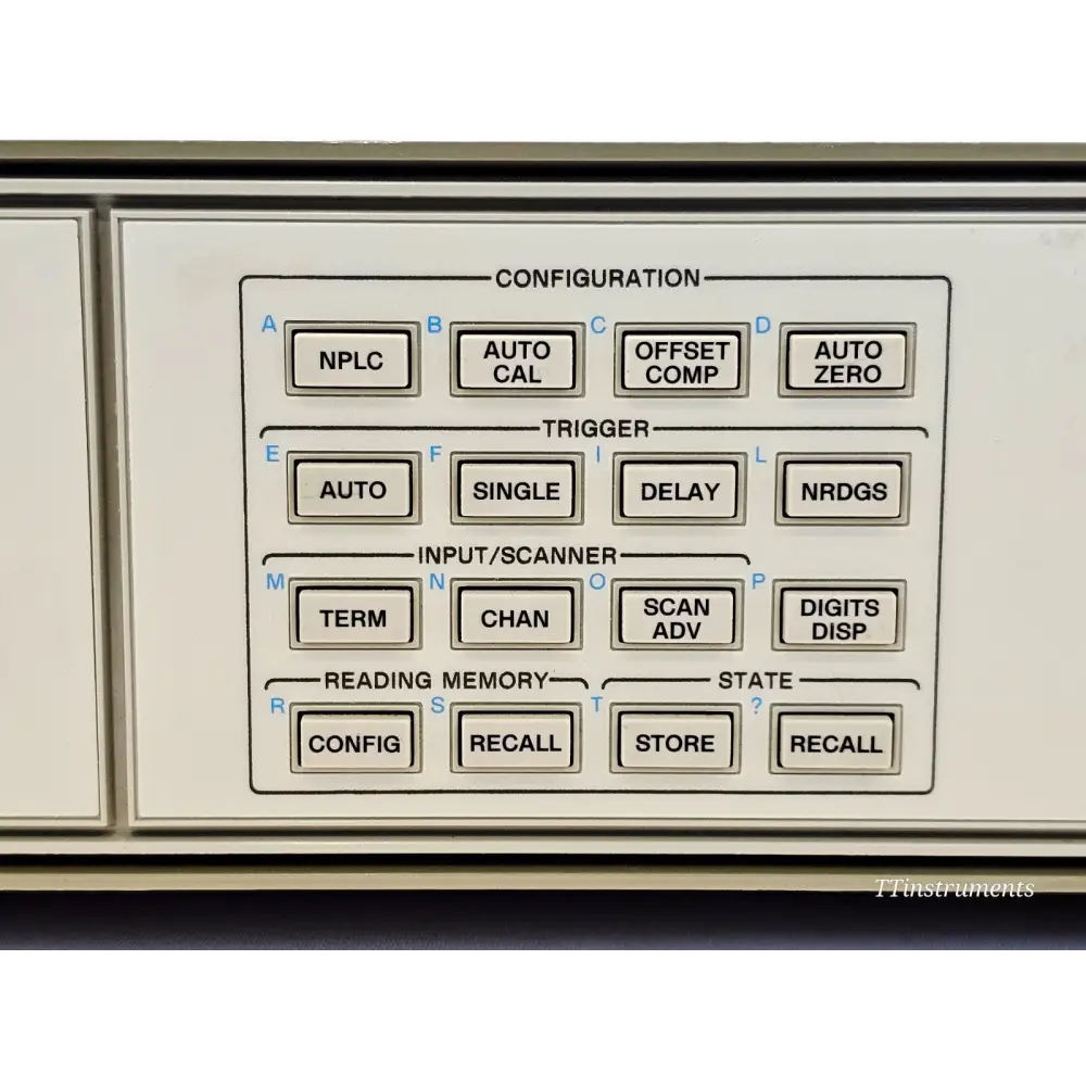 HP Agilent 3457A instrument label and serial number detail on chassis